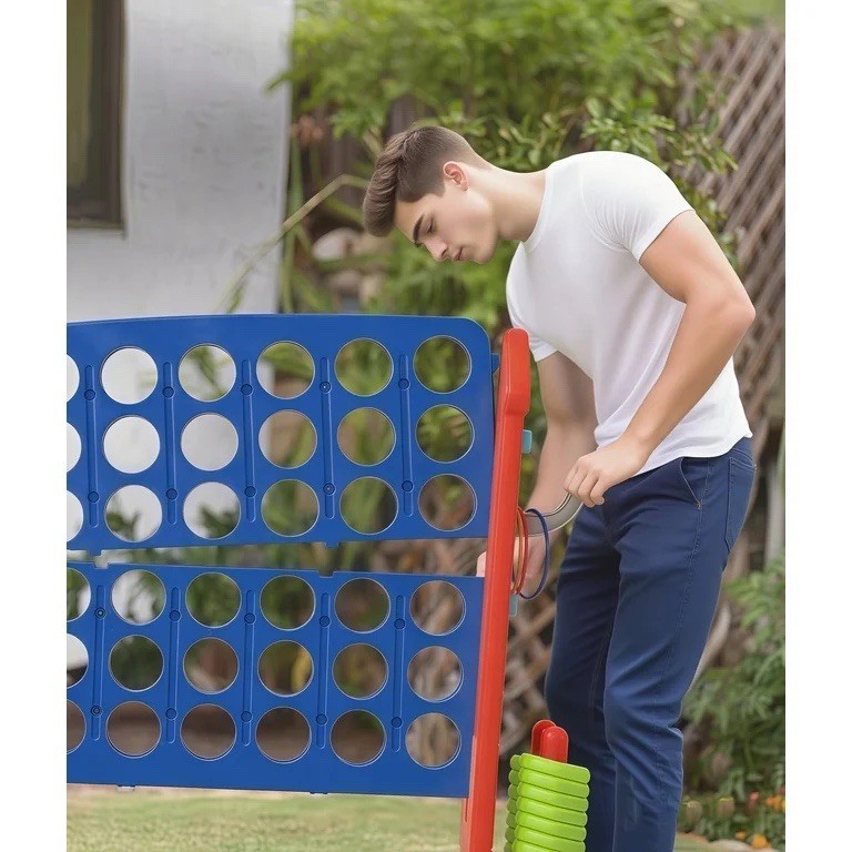 Giant 4 in A Row Game with Carry Bag, Basketball Hoop, Ring Toss Game, 4-to-Scor