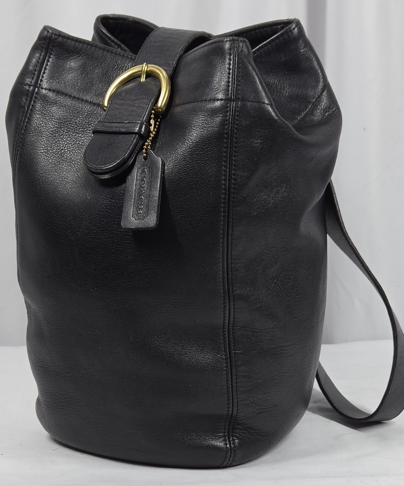 VTG 1996 Coach 4160 Soho Sling Single Strap Backpack Black Leather + Brass Hrdwr