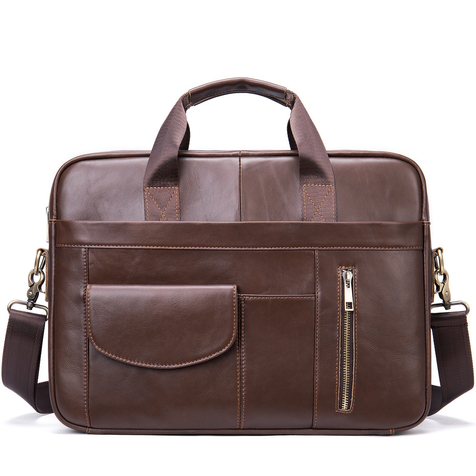 Full Grain Leather Business Briefcase, Laptop Messenger Bag & Crossbody Bag Full Grain Leather Business Briefcase, Laptop Messenger Bag & Crossbody Bag