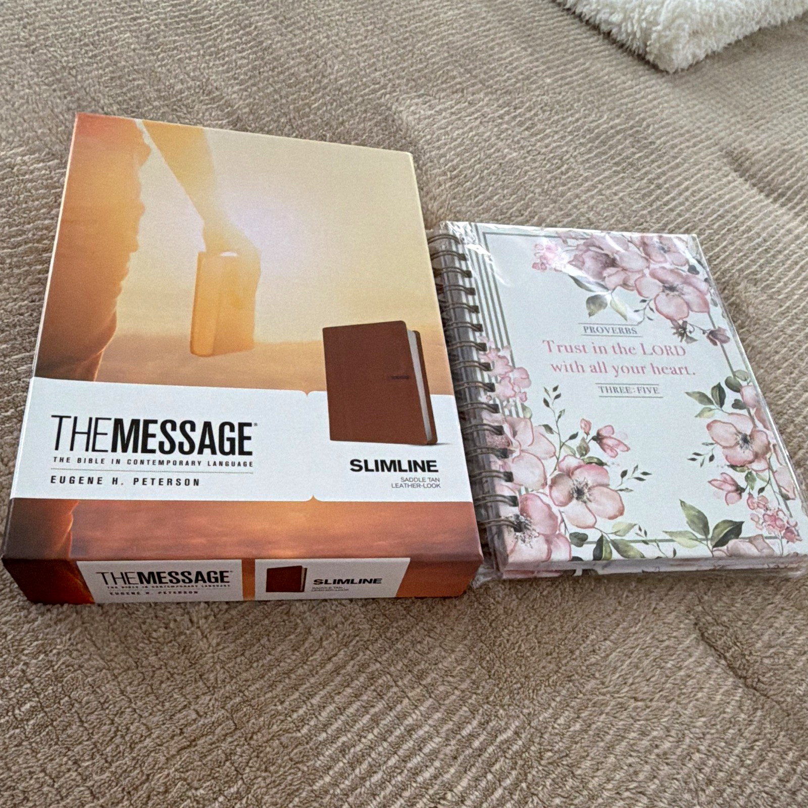 Message Bible by Eugene H. Peterson and journal gift set—