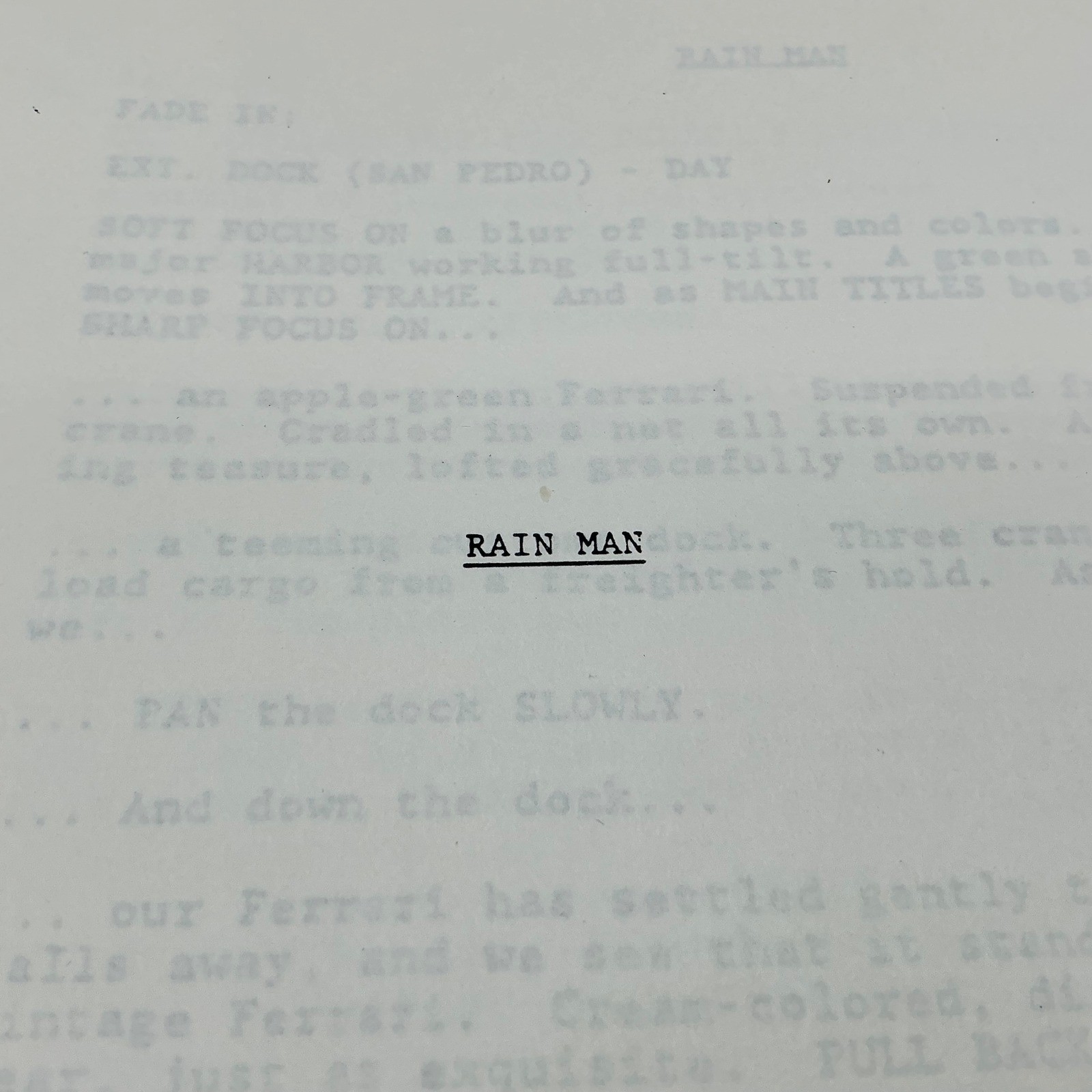 Rain Man Final Shooting Script COPY 1988 UA Pictures #006692 Movie Screenplay