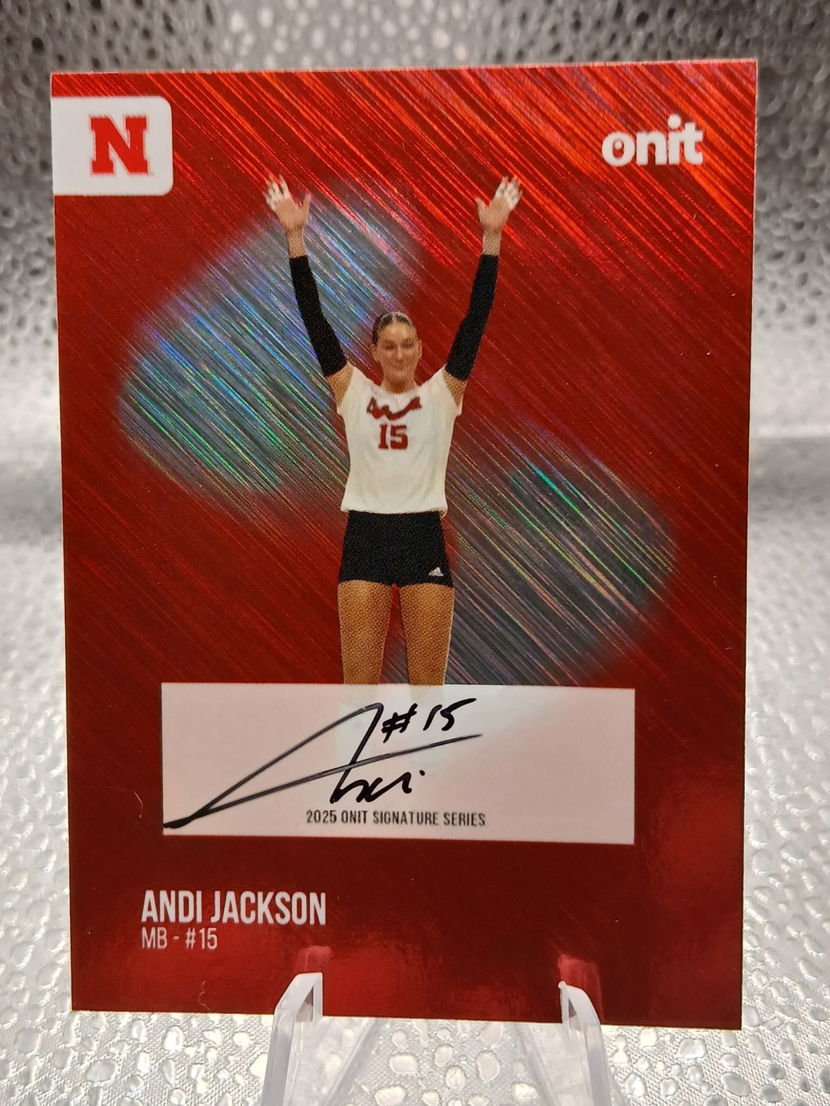 ANDI JACKSON 2025 ONIT Nebraska Volleyball Red Shimmer AUTO ANDI JACKSON 2025 ONIT Nebraska Volleyball Red Shimmer AUTO