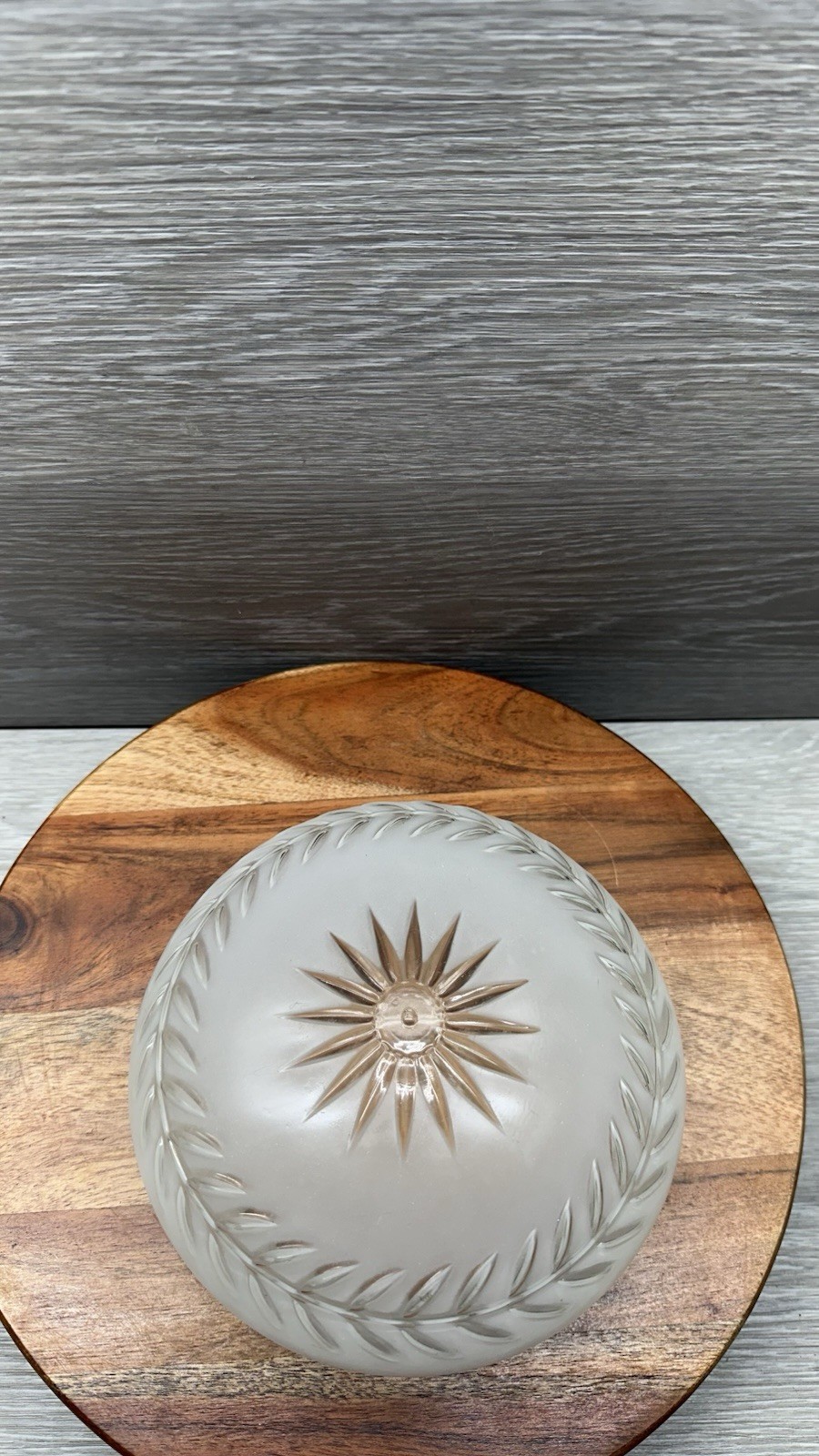 Vintage Frosted Glass Starburst Laurel Leaf Ceiling Light Fixture Shade