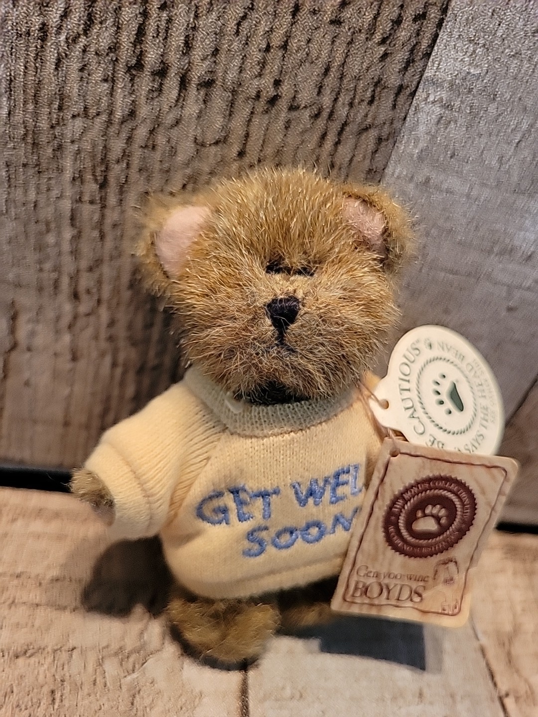 Boyds Bears Mini Message Bear Mona Get Well Soon Sweater 4” Plush Tags Thinkin Boyds Bears Mini Message Bear Mona Get Well Soon Sweater 4” Plush Tags Thinkin