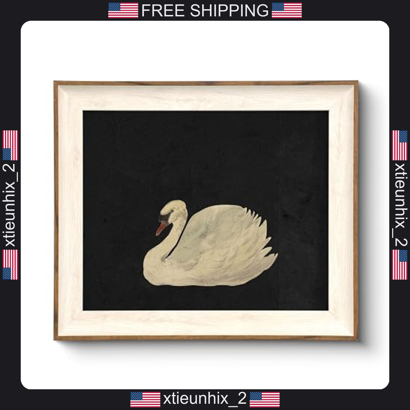 Vintage Wall Art Canvas Decor for Living Room, Swan Landscape, 12x10 Inch