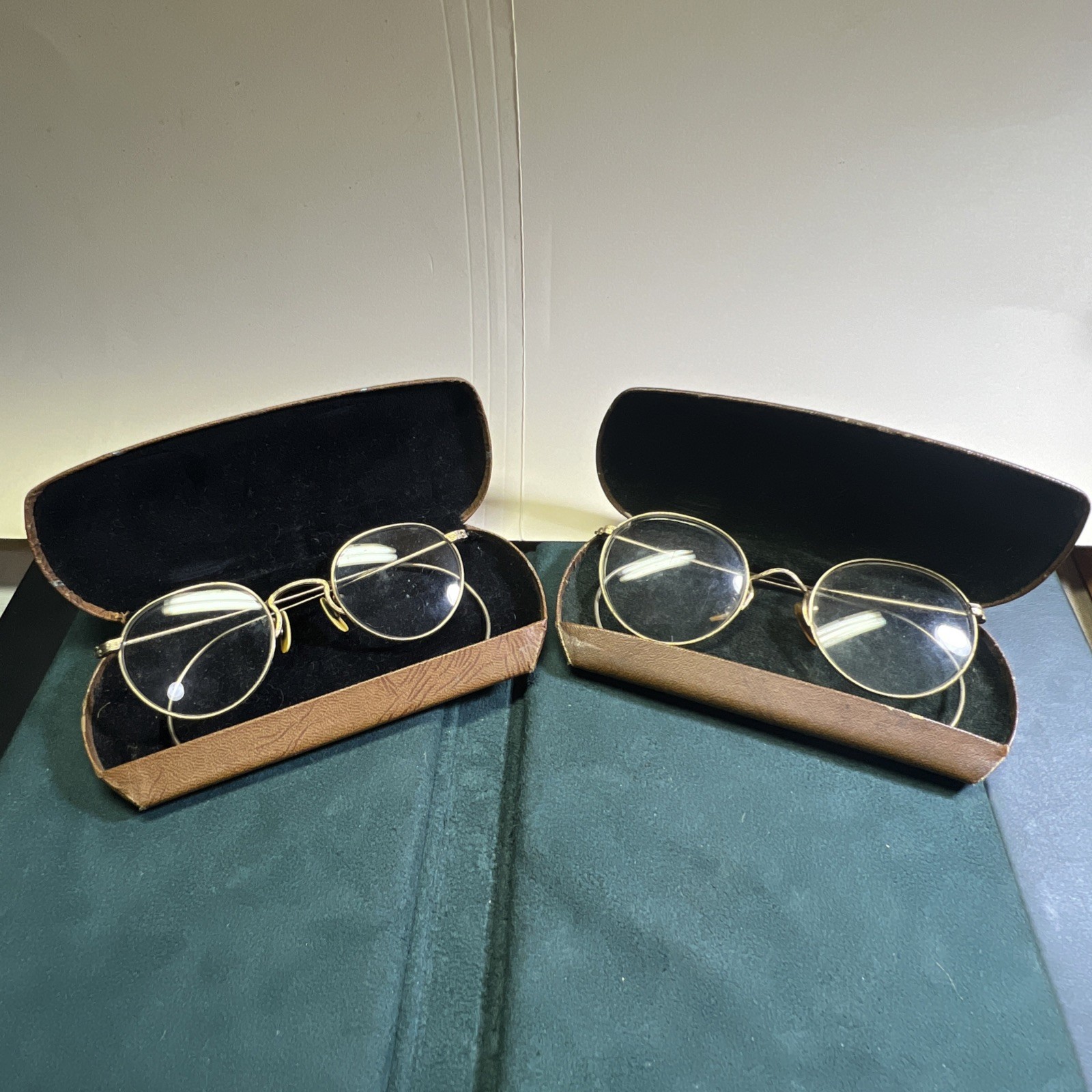 Vintage LOT (2) Spectacles 1/10 12K Gold Filled Round Frames w/ Cases Intact