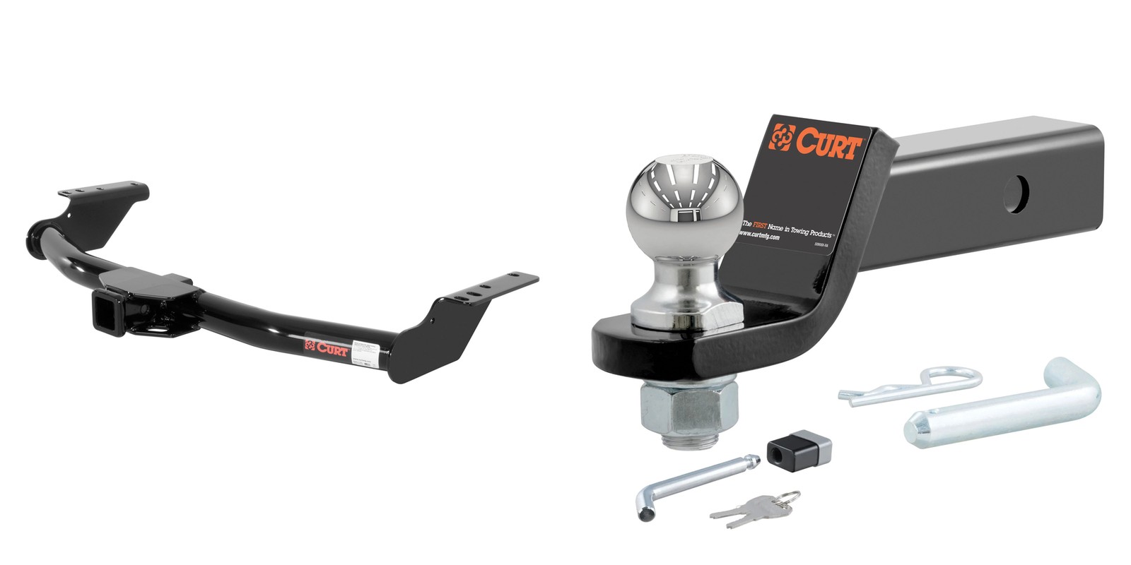CURT Trailer Hitch Class 3 Tow Kit, 2in Ball Mount, Hitch Lock, Pin & Clip 13367