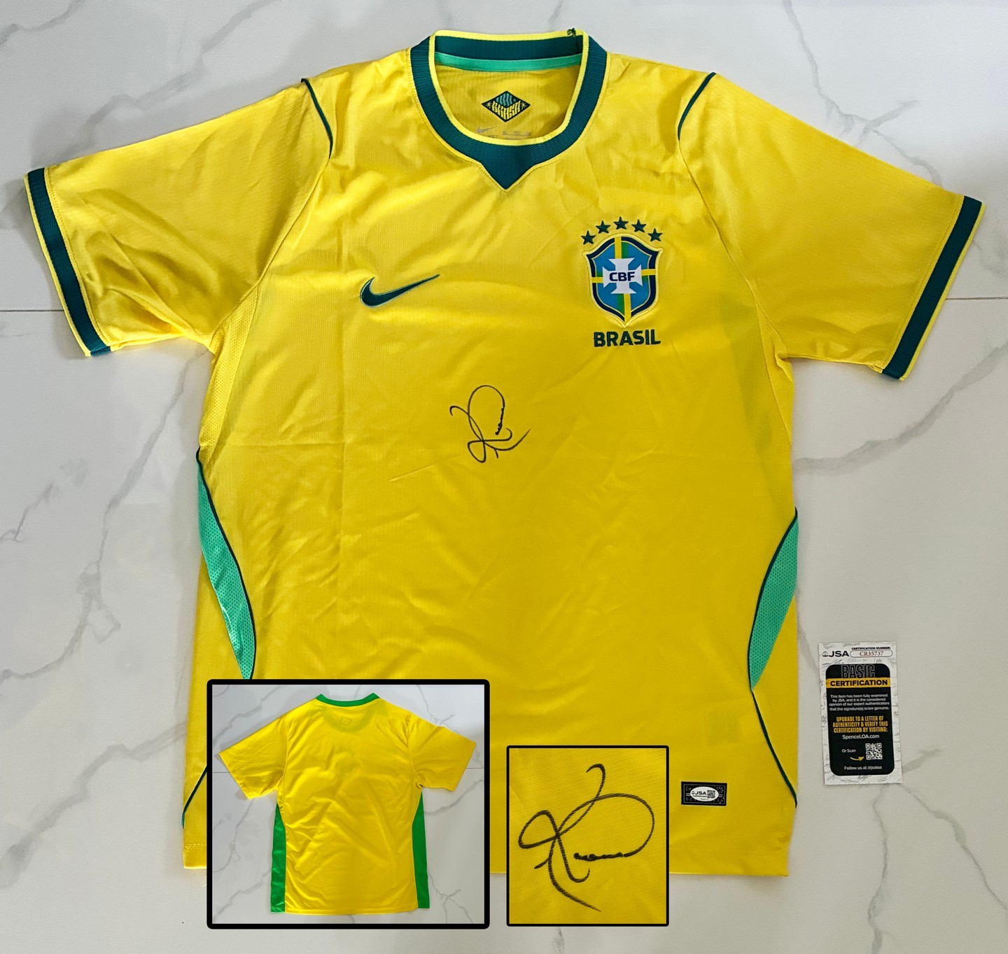 Romario Signed Jersey Brazil JSA 1 COA Romario Signed Jersey Brazil JSA 1 COA