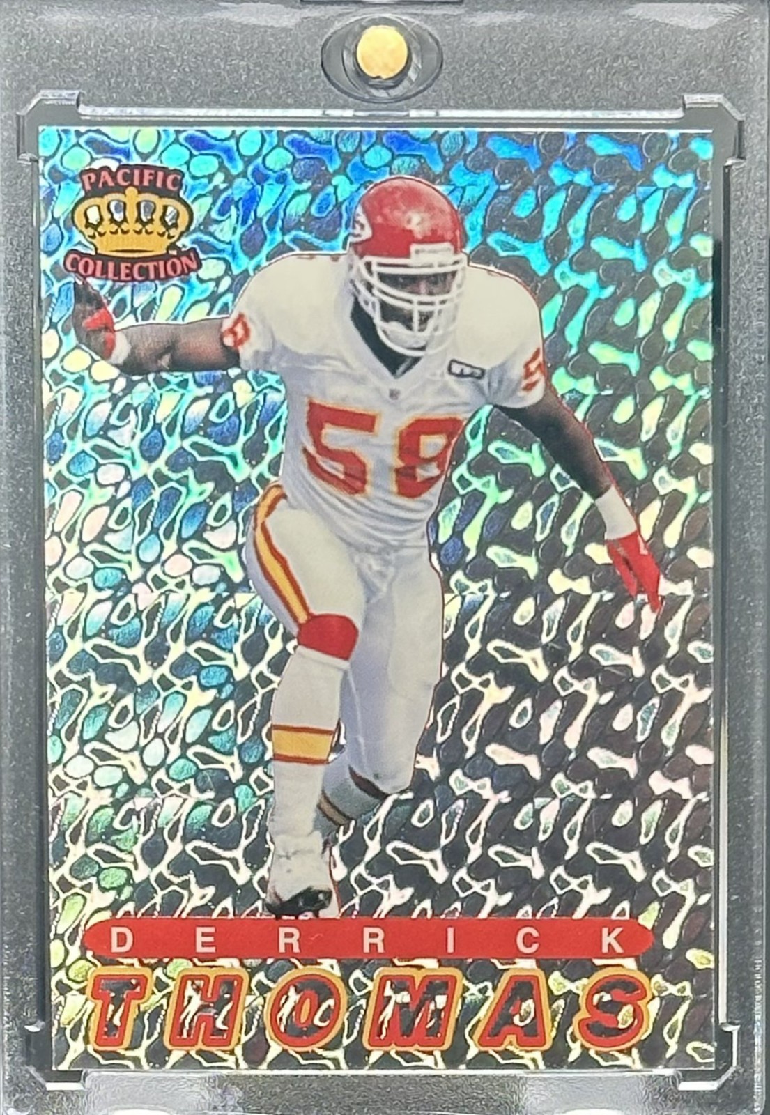 DERRICK THOMAS RARE PRISM HOLO REFRACTOR FOIL SPORTS CARD CHIEFS MINT