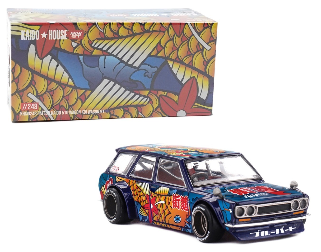 Kaido House x Mini GT 1:64 Datsun Kaido 510 Wagon Koi Wagon V1 Diecast KHMG248 Kaido House x Mini GT 1:64 Datsun Kaido 510 Wagon Koi Wagon V1 Diecast KHMG248