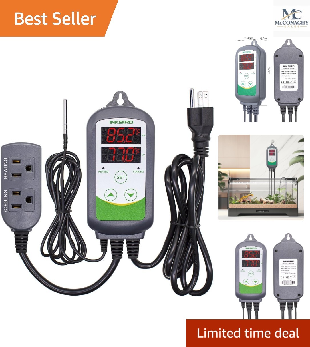 Versatile ITC-308 Temperature Control Thermostat for Freezer & Heating Wraps