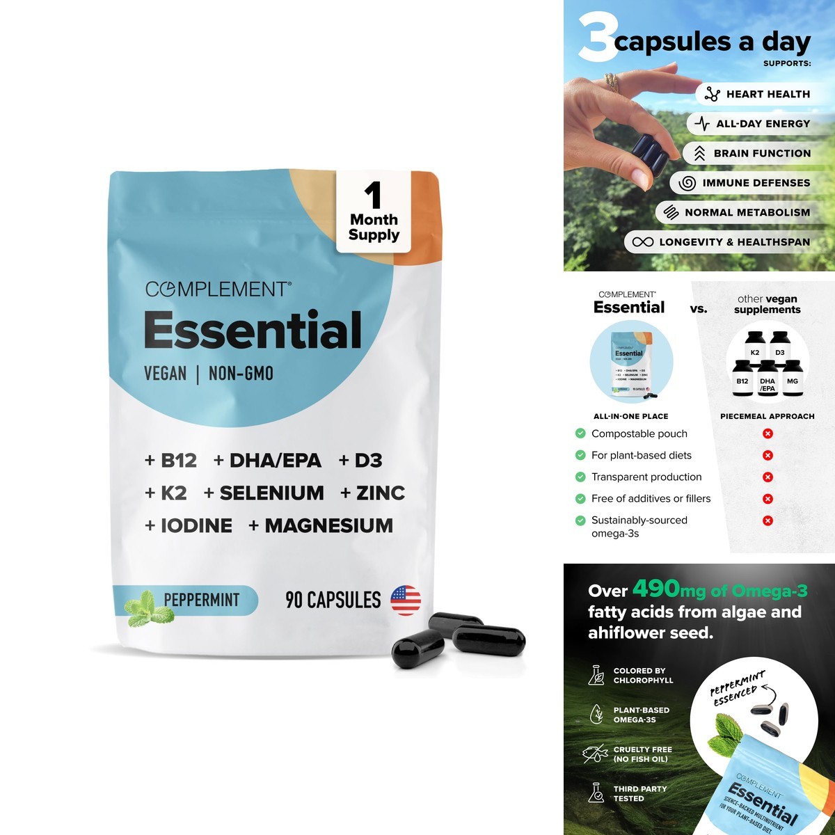 Complement Essential Vegan Multivitamin for Women & Men (30 Servings) Complement Essential Vegan Multivitamin for Women & Men (30 Servings)