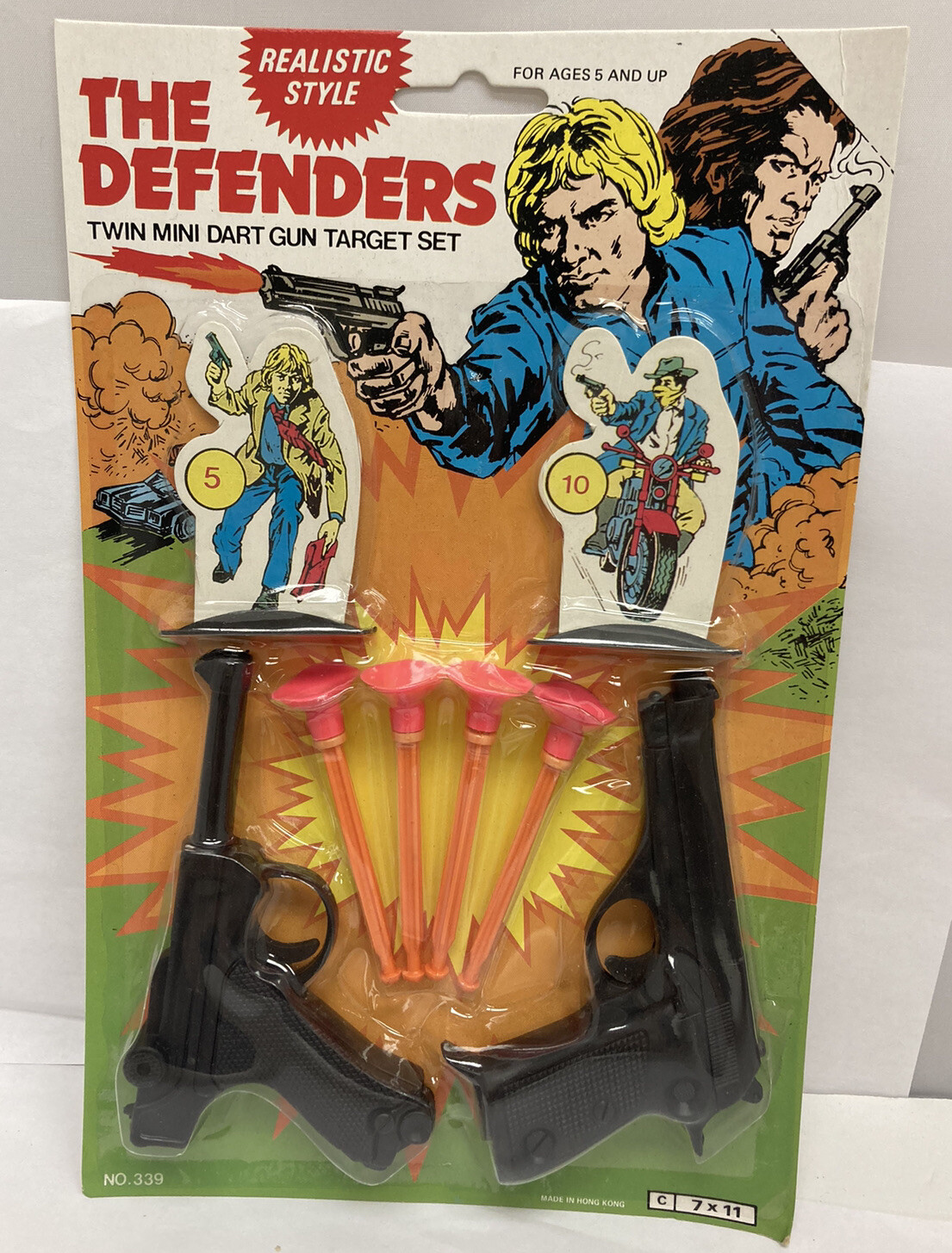 Vintage The Defenders 70’s Retro Toy Pistols Darts & Targets Hong Kong NIB NOS