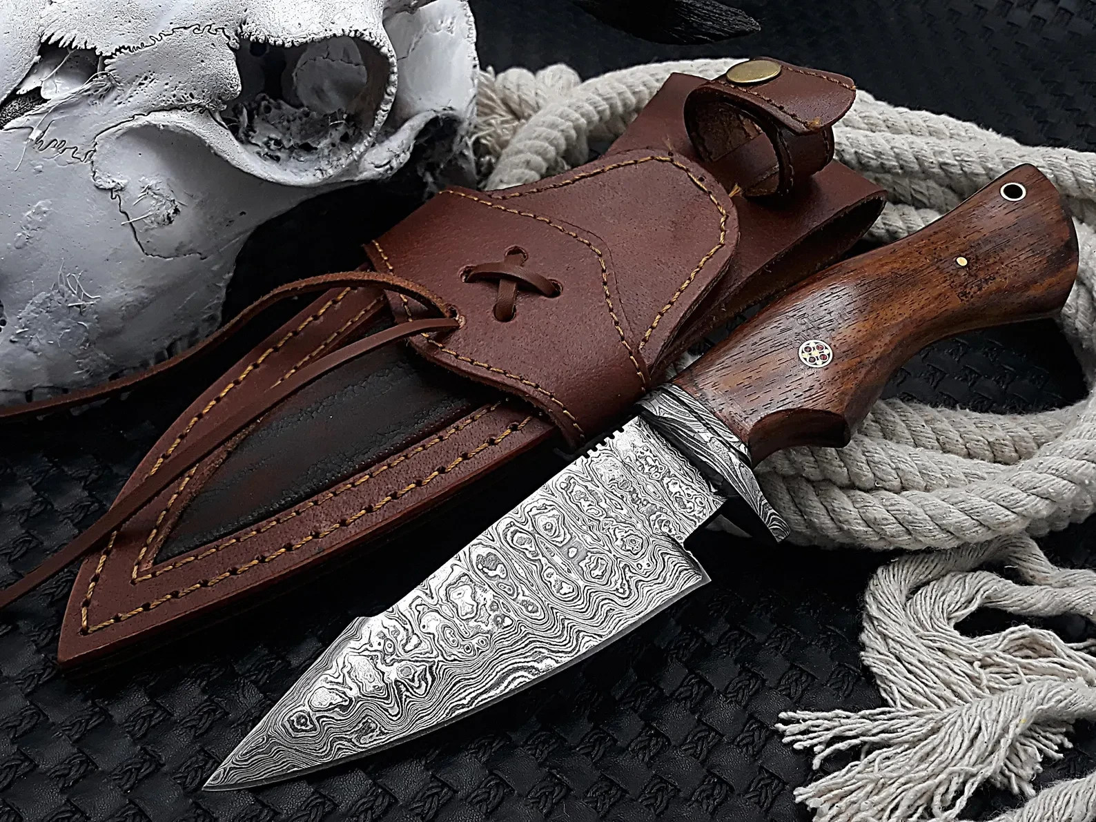 10\'\' Handmade Damascus Steel Skinner Knife - Hunting Fixed Blade - Gift for Men.