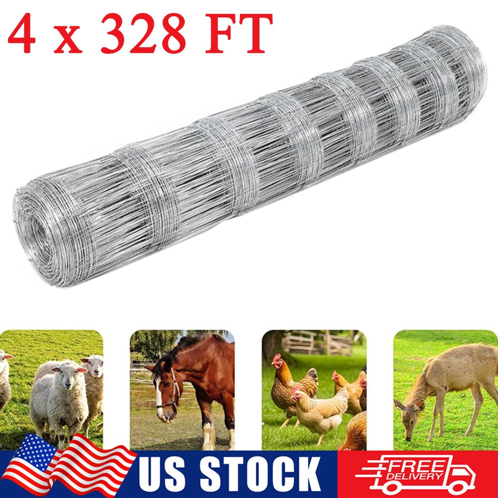 4ft x 328ft Farm Fence 12 Gauge Galvanized Goats Cattle Fence Animals Protection 4ft x 328ft Farm Fence 12 Gauge Galvanized Goats Cattle Fence Animals Protection