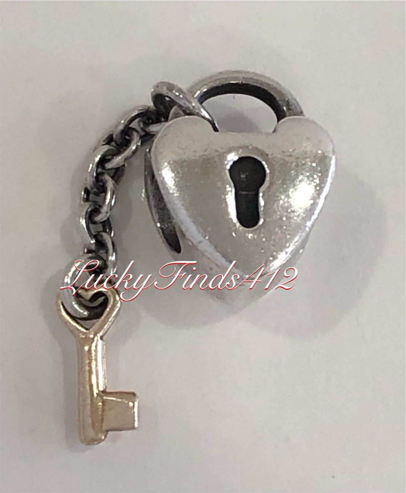 Authentic Pandora Lock Heart Charm Two Toned Retired Pandora Charm Authentic Pandora Lock Heart Charm Two Toned Retired Pandora Charm
