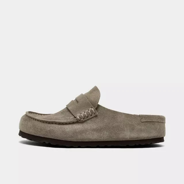 NEW - Women's Birkenstock Naples Wrapped Suede Leather Clogs - Taupe