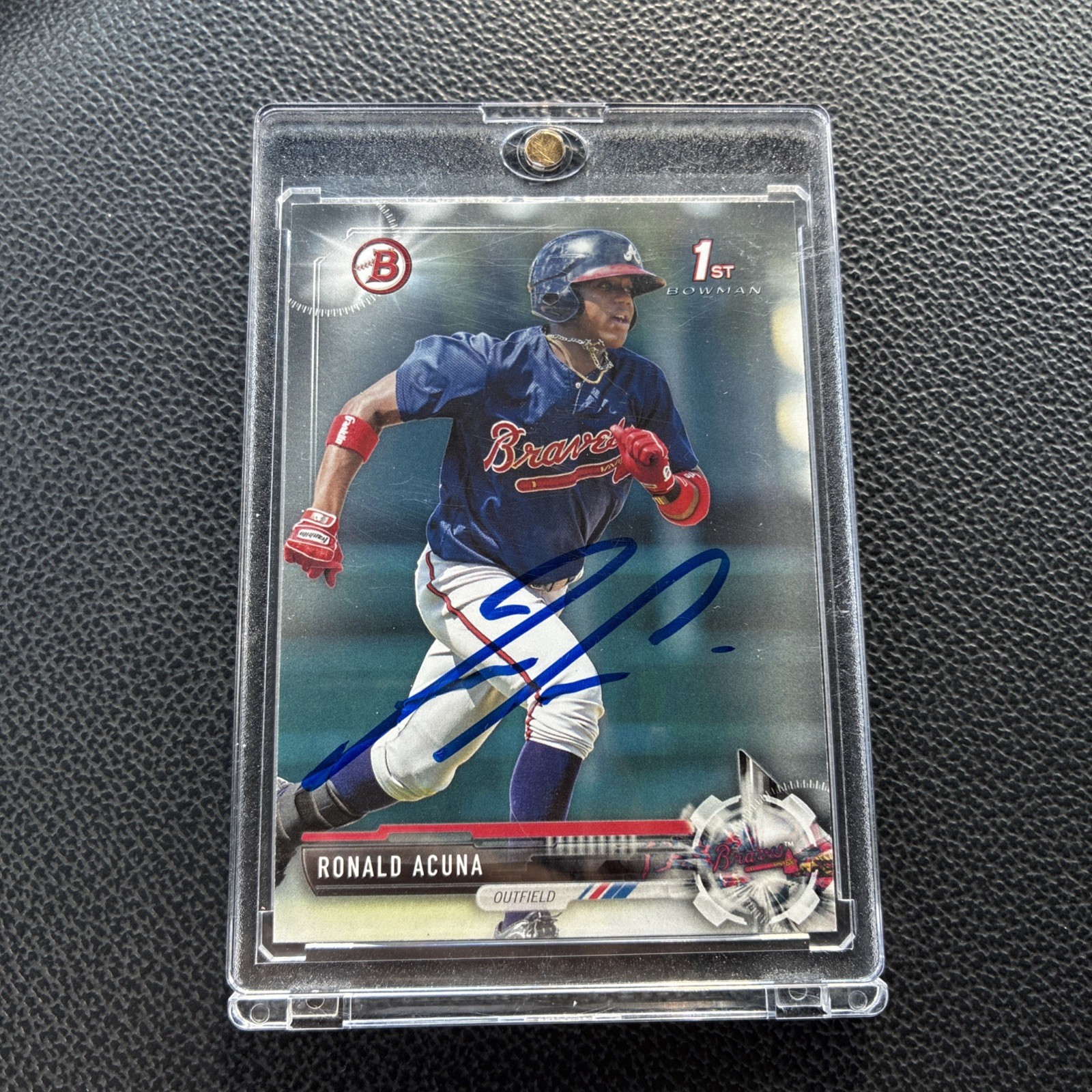 Ronald Acuna Jr Signed 2017 Bowman First Rookie Card Atlanta Braves Beckett COA Ronald Acuna Jr Signed 2017 Bowman First Rookie Card Atlanta Braves Beckett COA