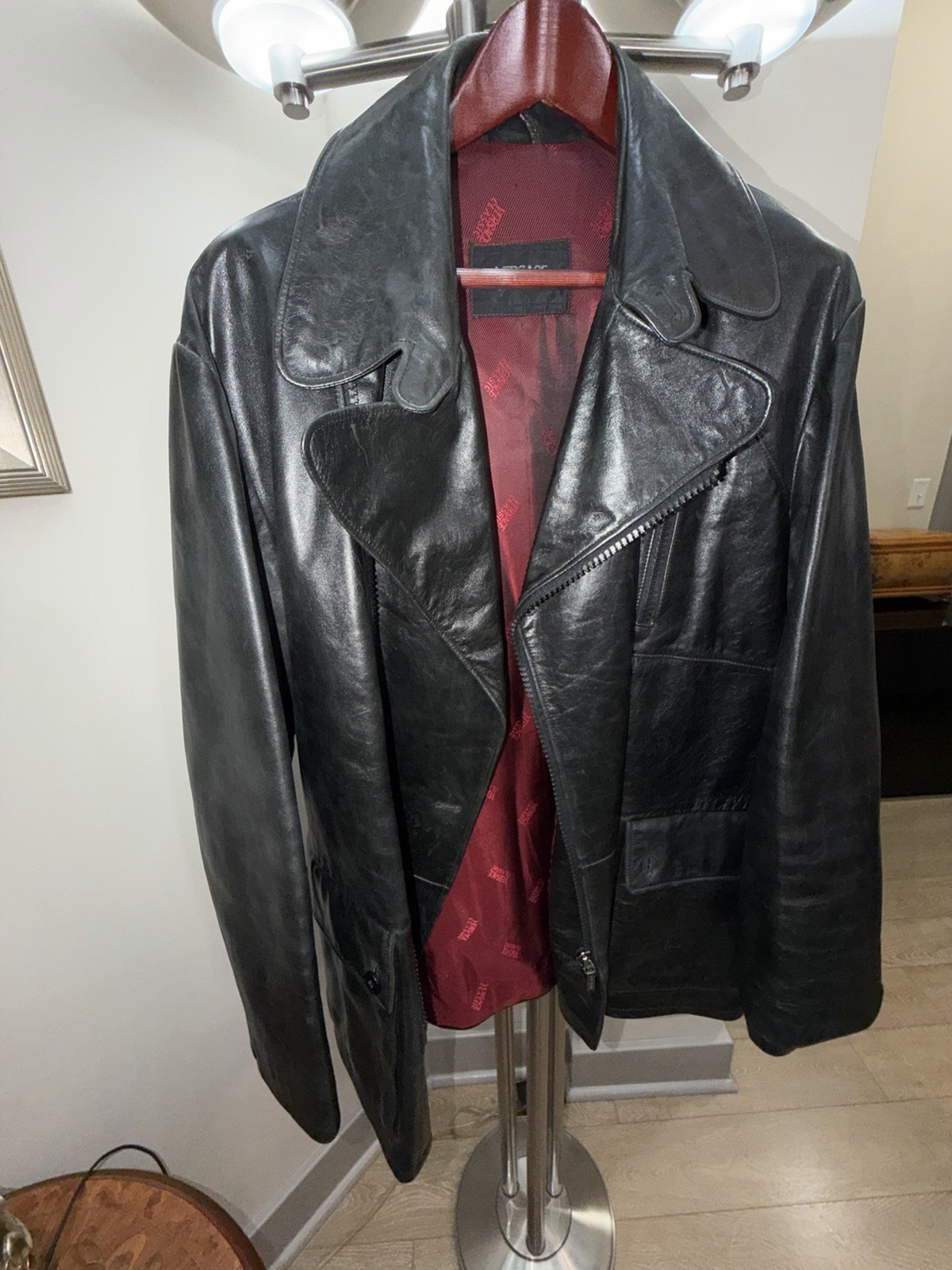 Authentic Gianni Versace Pre-Death Leather Jacket Size 54 Black Authentic Gianni Versace Pre-Death Leather Jacket Size 54 Black
