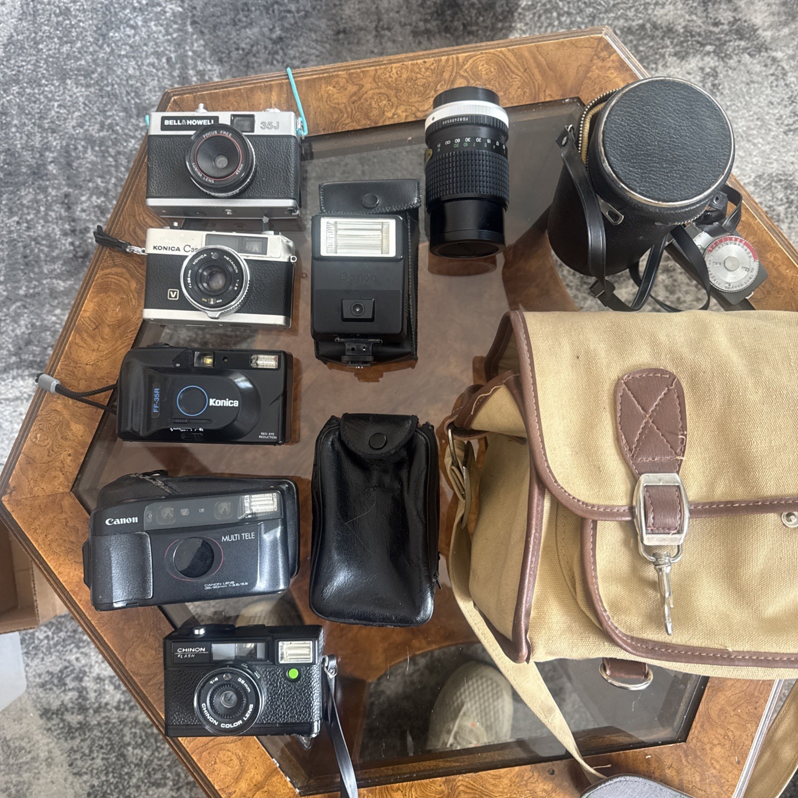 Antique vintage Cameras And Accessories Lot Untested - canvas bag. Antique vintage Cameras And Accessories Lot Untested - canvas bag.