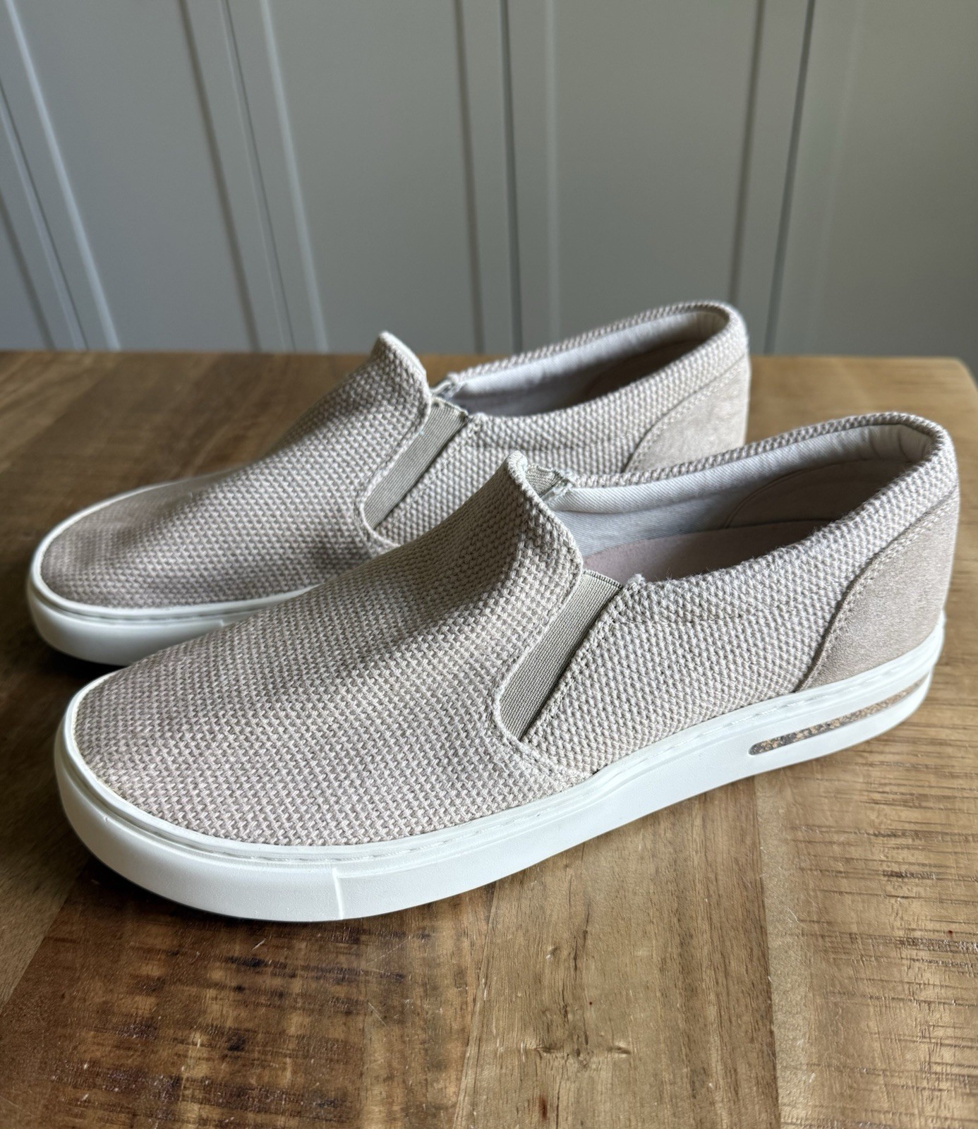 Birkenstock Women’s Slip-on Oswego Canvas Sneakers In Sandcastle Size 40 Birkenstock Women’s Slip-on Oswego Canvas Sneakers In Sandcastle Size 40