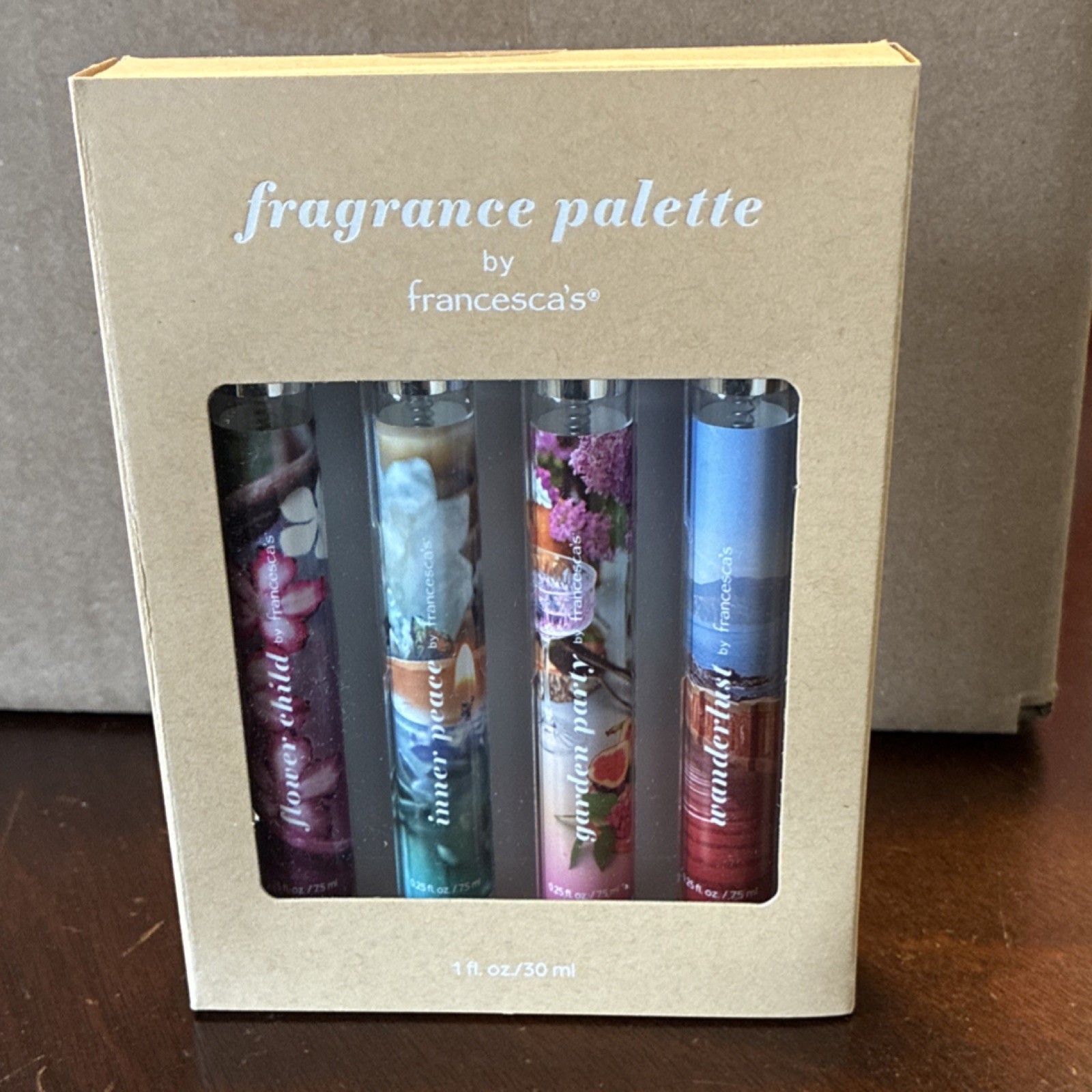 francesca\'s Fragrance Gift Set Spray 4 Scents 1 fl oz Mandarin Pear Jasmine Rose