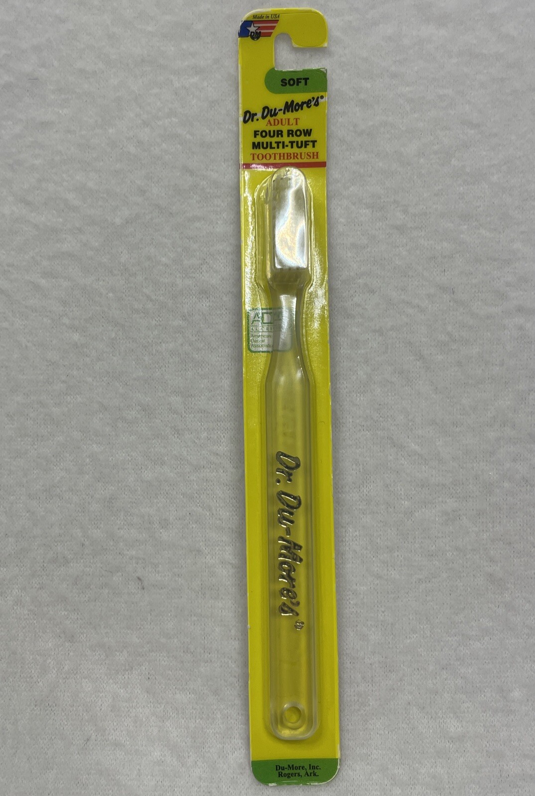 VTG Dr. Du-More's Toothbrush Adult Four Row Multi-Tuft Soft NIP Clear Made USA