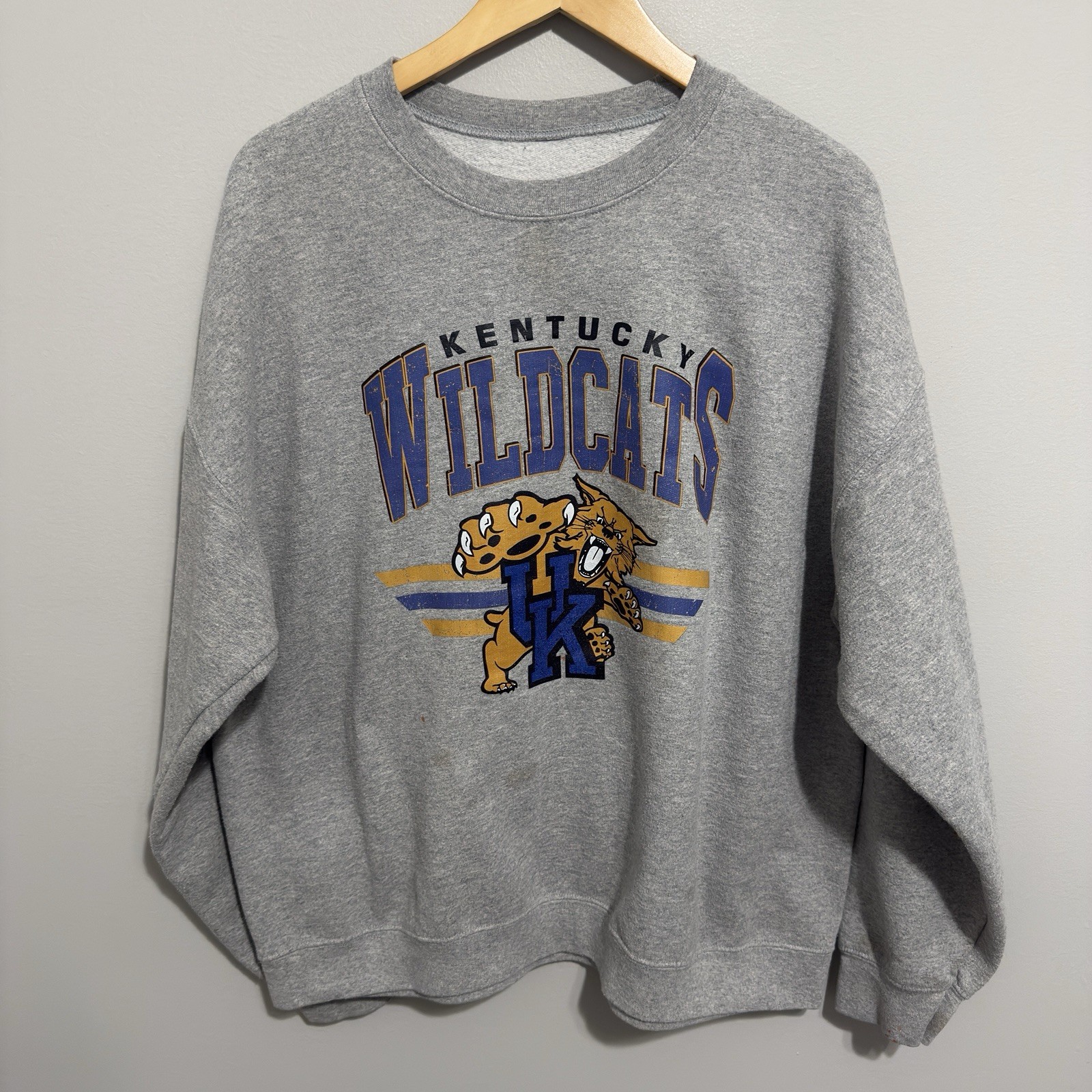 Vintage Kentucky Wildcats Spellout GrayCrewneck Sweatshirt XL
