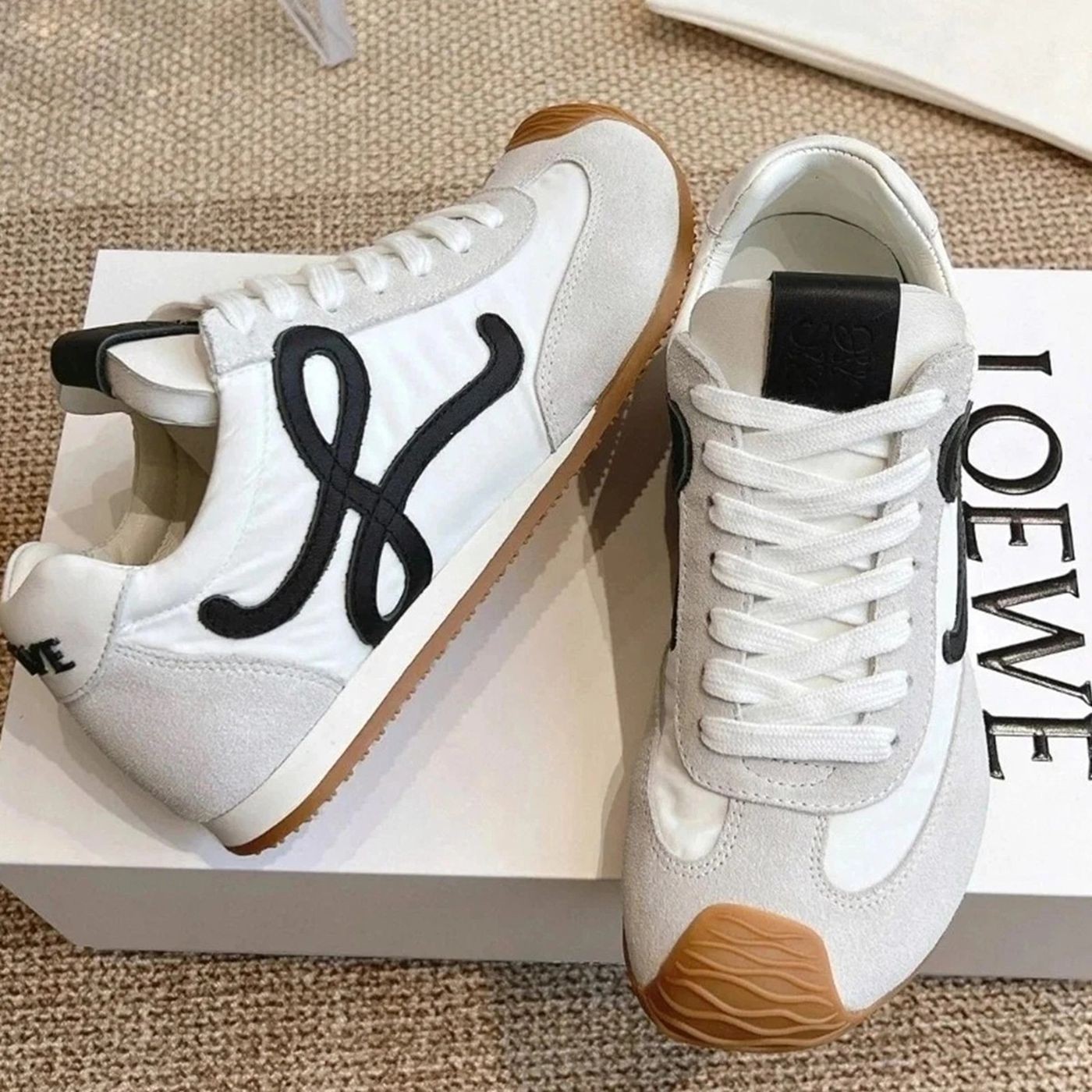 LOEWE Ballet Runner 2.0 White Nylon Calfskin Men's Sneakers M816282XB3-2101