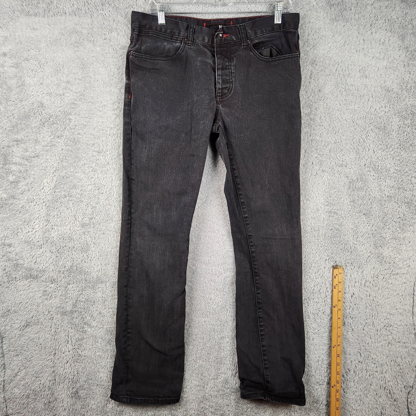 Vintage KR3W K Slim Black Rock Jeans Mens 34x30 Taper Stretch Dark Wash Skater