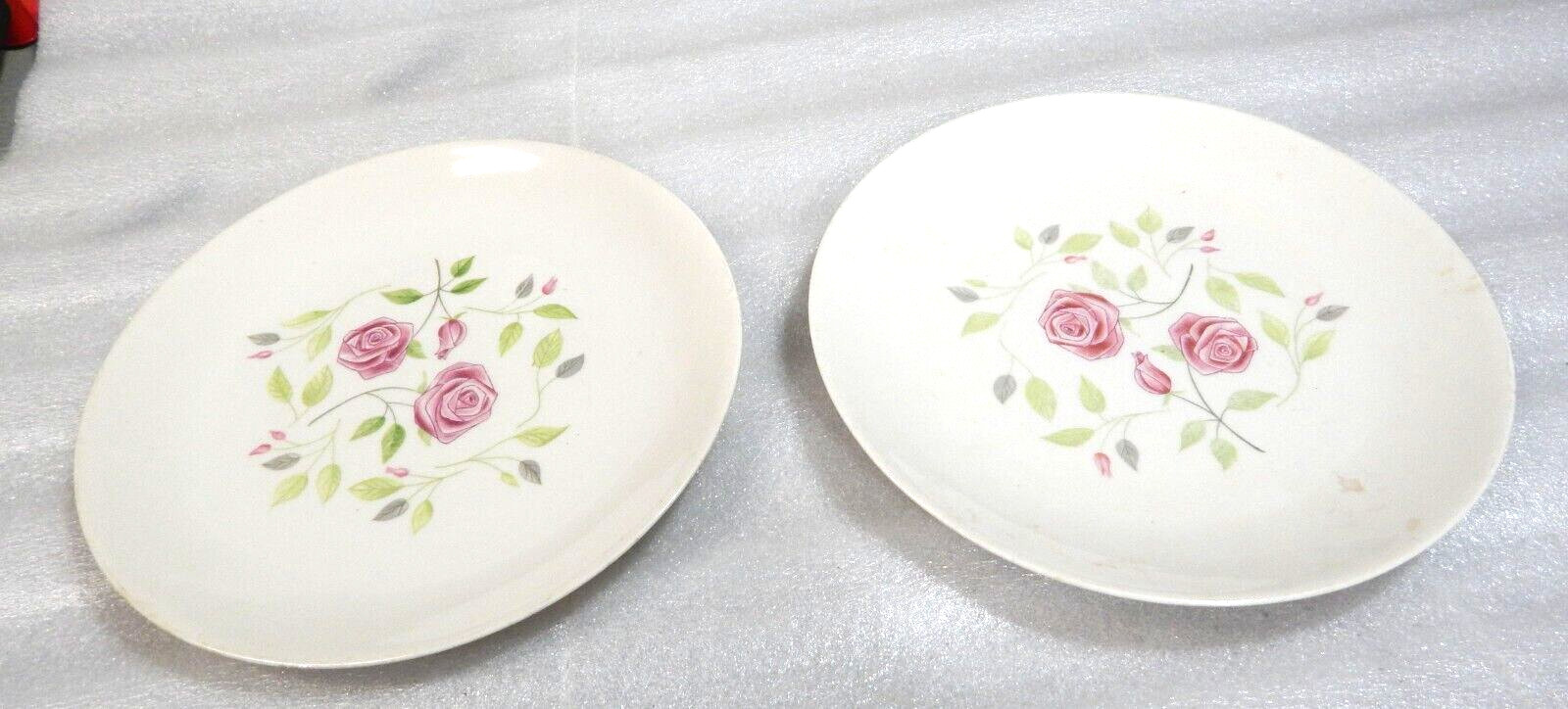 2 Vintage Ben Seibel Dinner Plates Wild Rose Iroquois Impromptu 1958