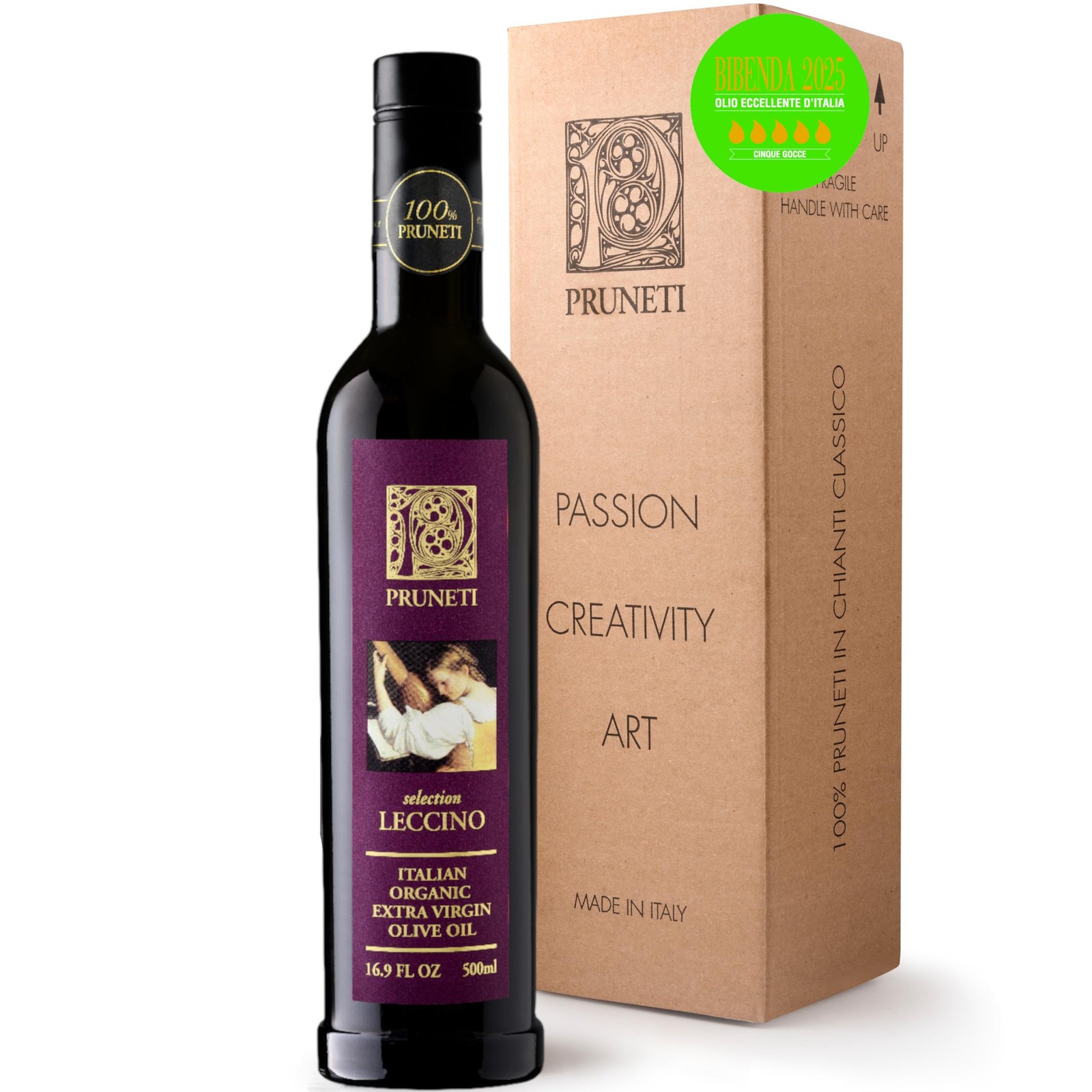 Pruneti Leccino Organic Extra Virgin Olive Oil from Tuscany – 2025 Gold Award...