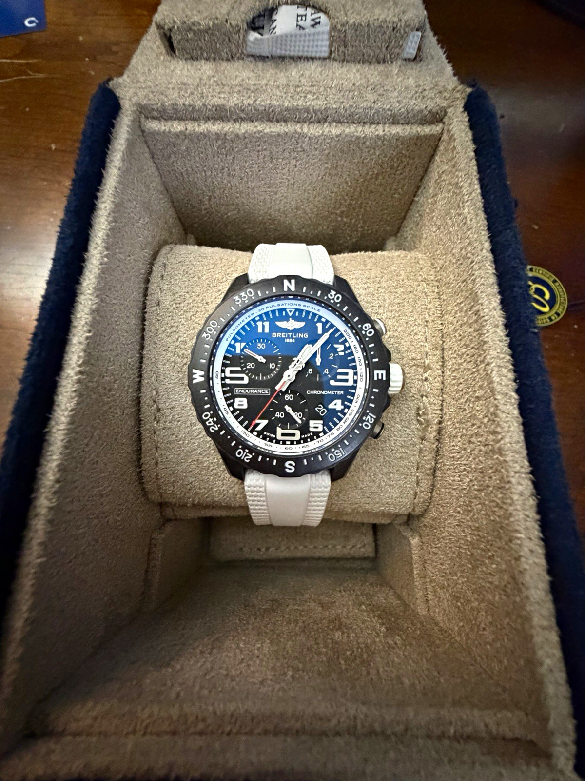 Breitling Endurance Pro 38mm Black Dial Quartz Chronograph White Strap Breitling Endurance Pro 38mm Black Dial Quartz Chronograph White Strap