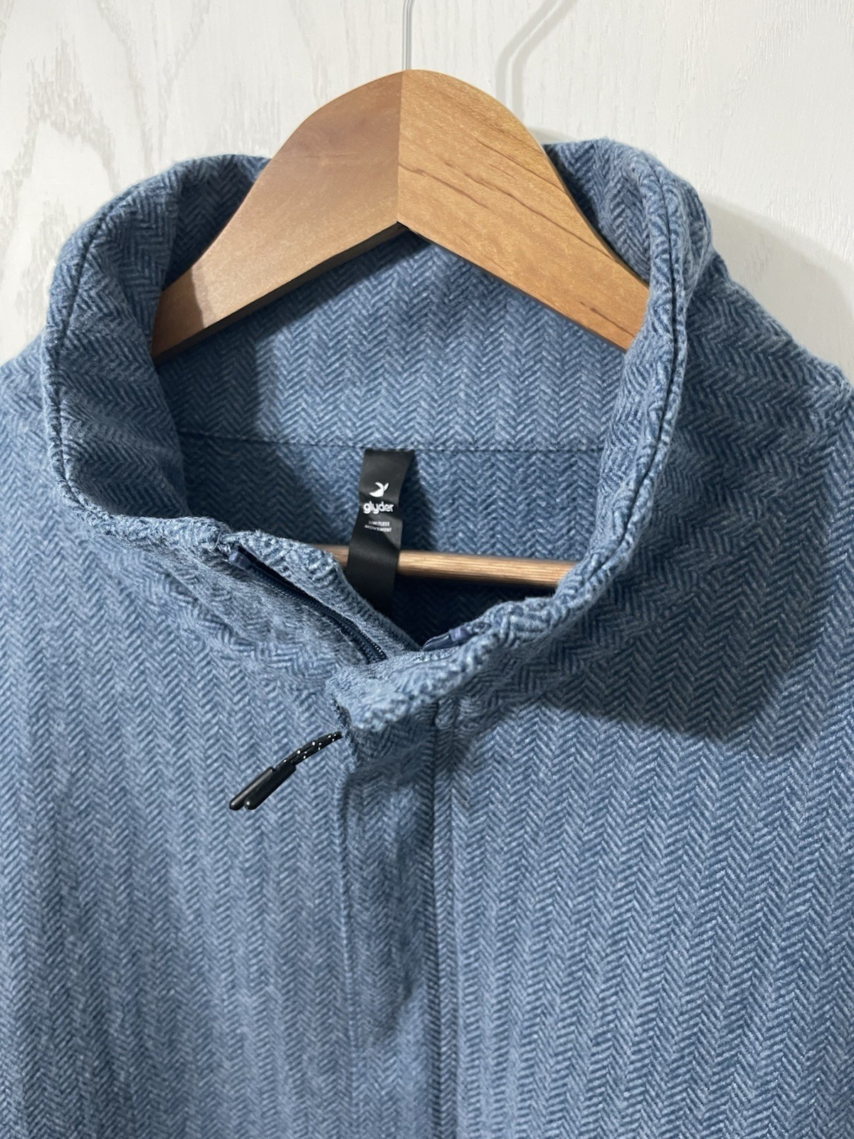 Glyder Men\'s Blue Herringbone 1/4 Zip Pullover Mock Neck Long Sleeve L