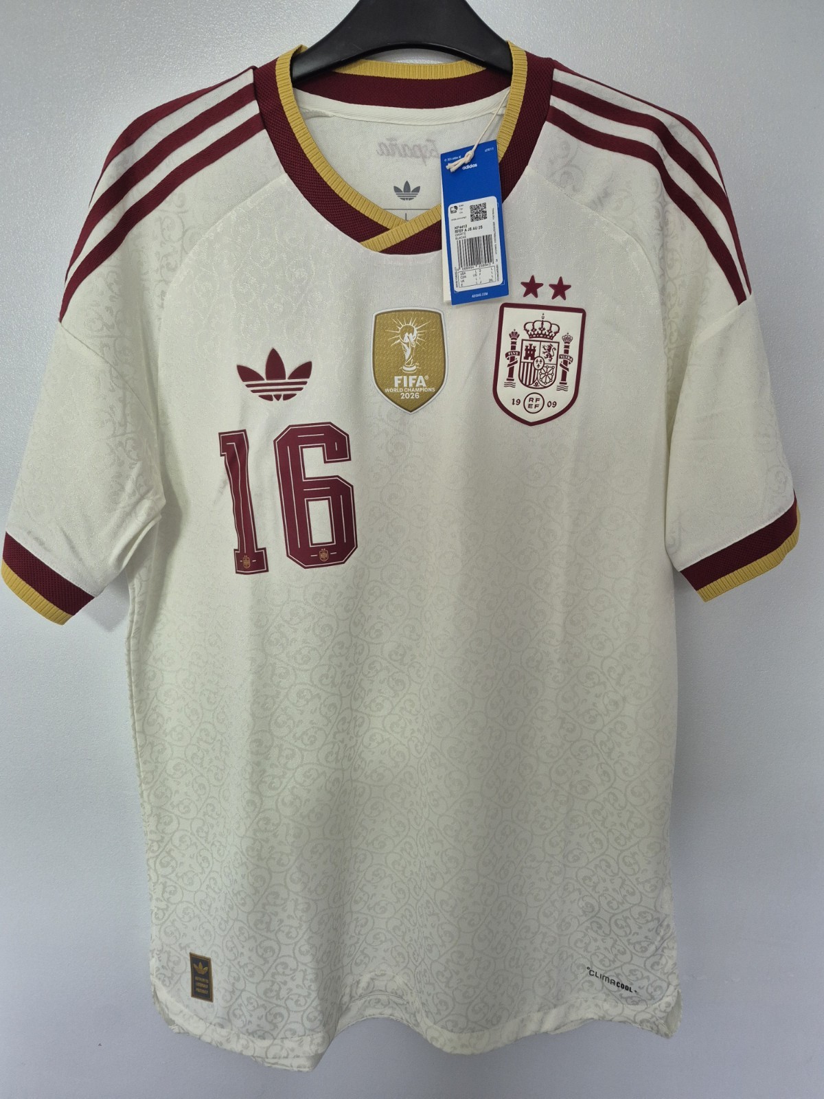 Adidas Spain Away 2026 Winners Shirt KF4412 Size Mens Large Rodrigo #16 NWT Adidas Spain Away 2026 Winners Shirt KF4412 Size Mens Large Rodrigo #16 NWT