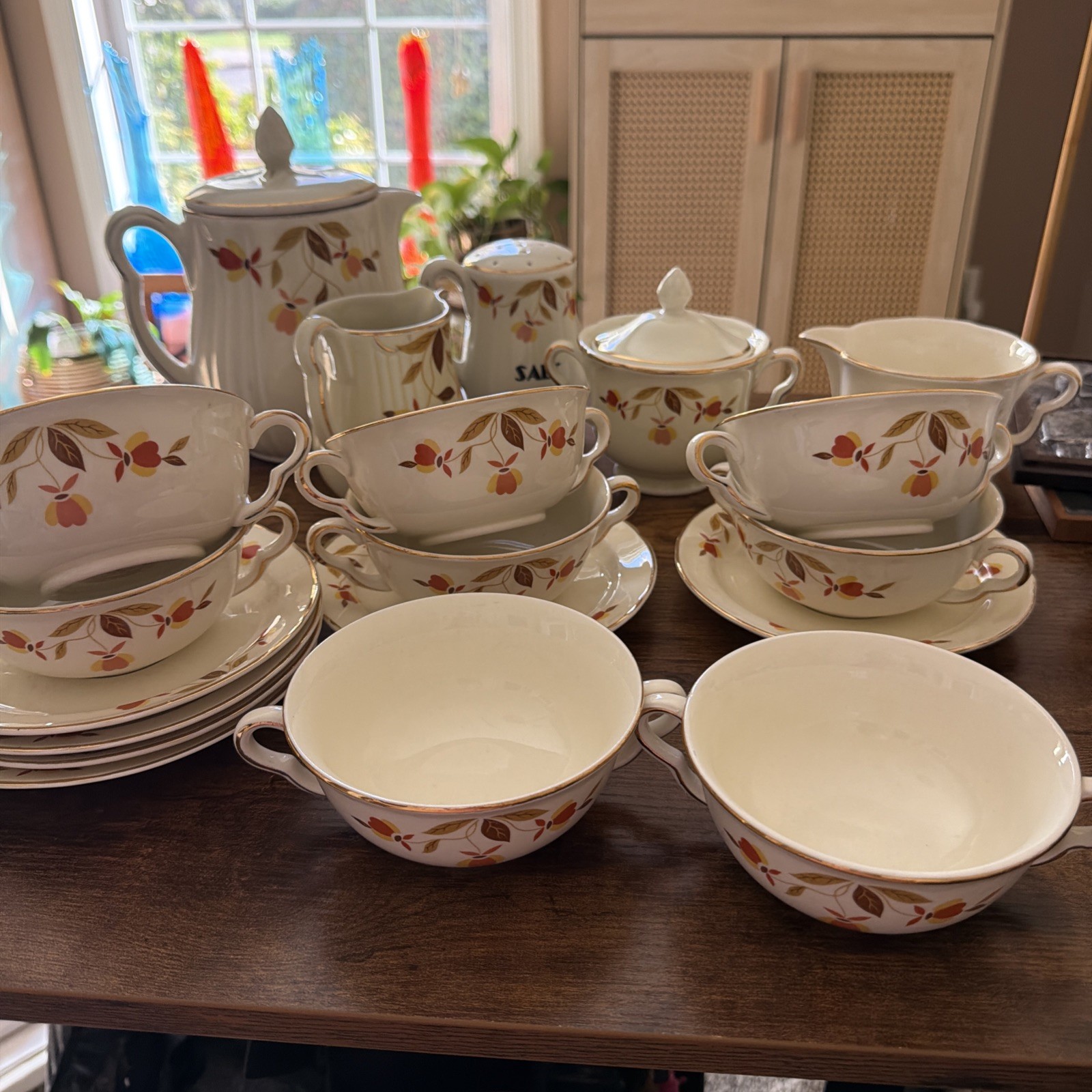 19 Pieces Jewel Tea Autumn Leaf Items Listed Soup,Cream, Sugar, Coffee Pot 19 Pieces Jewel Tea Autumn Leaf Items Listed Soup,Cream, Sugar, Coffee Pot