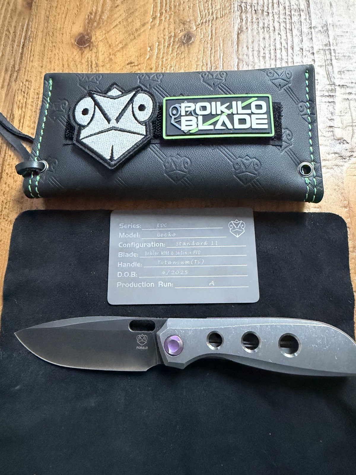 Poikilo Gecko Dark Stone Washed With Purple Accents M398 Blade Steal LNIB Poikilo Gecko Dark Stone Washed With Purple Accents M398 Blade Steal LNIB