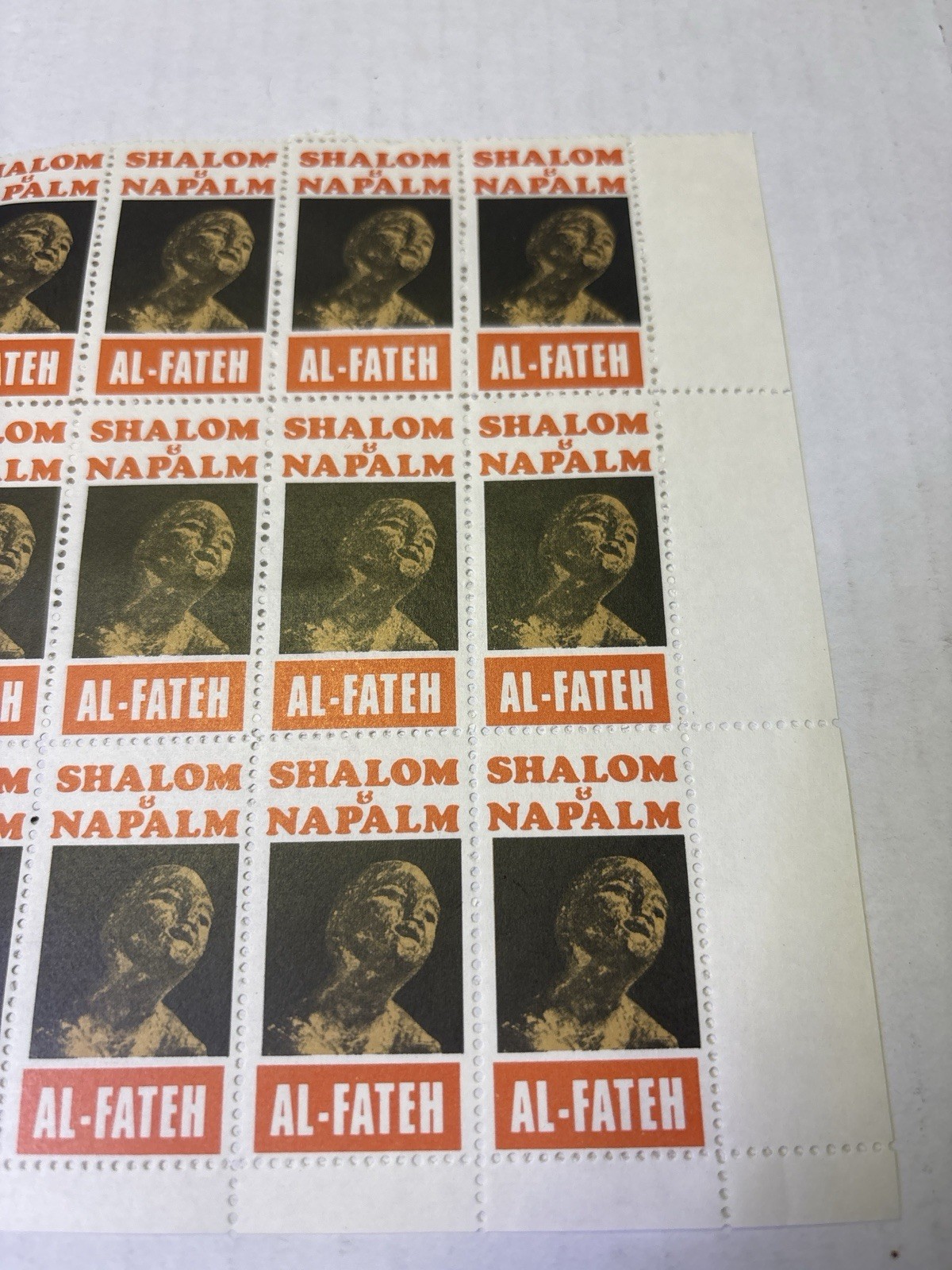 Vintage Al-Fateh “Shalom & Napalm” Label Sheet Palestinian Resistance Cinderella