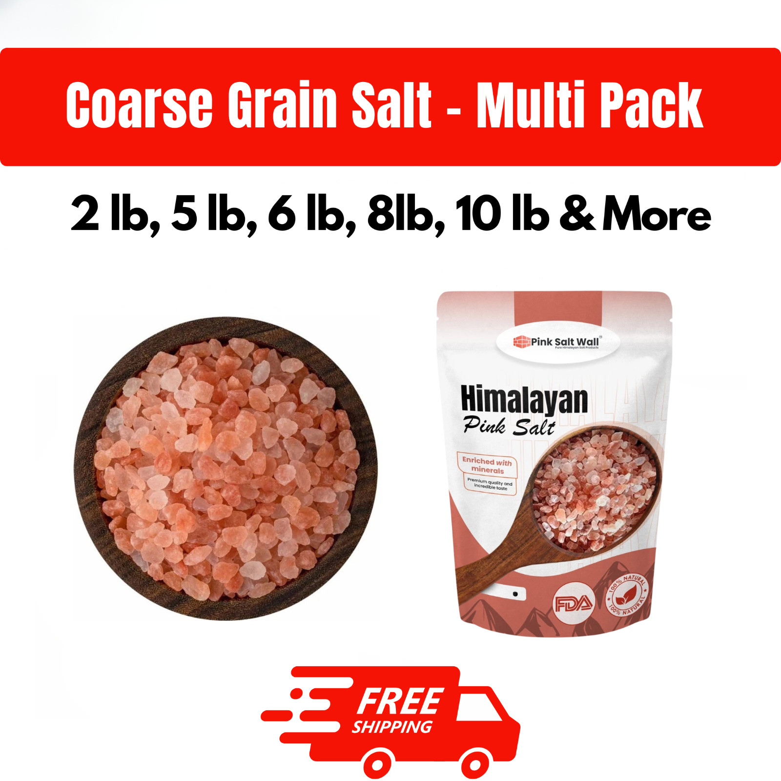 2lb-55lb Kosher Salt Himalayan Crystal Pink Salt (Coarse Grain ) Table Edible 2lb-55lb Kosher Salt Himalayan Crystal Pink Salt (Coarse Grain ) Table Edible