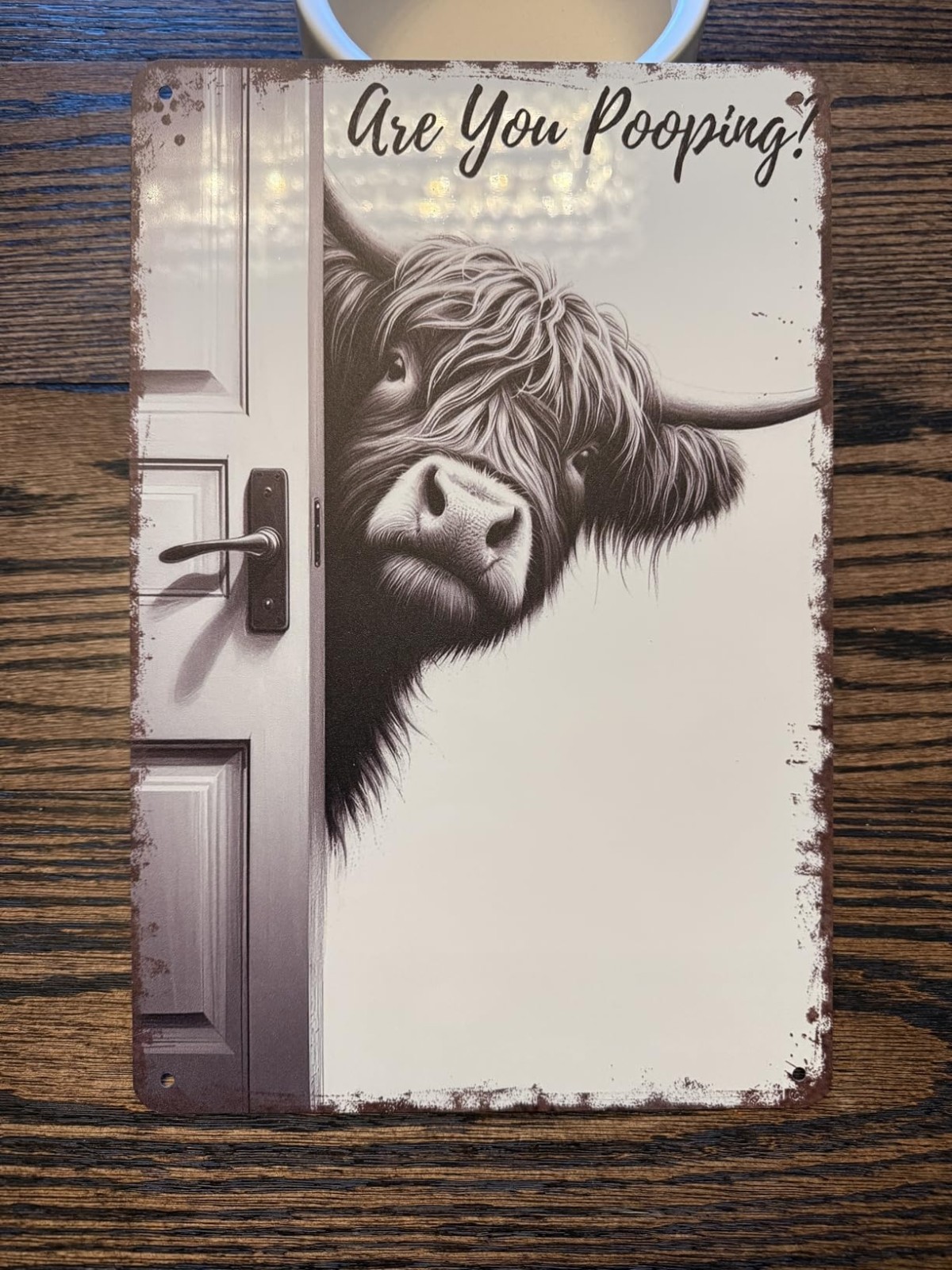 Vintage Highland Cow Aluminum Sign: Funny \