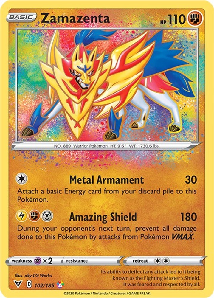 Zamazenta-Pokemon-102/185-SWSH04: Vivid Voltage-Holofoil-AmR-NM-aky CG Works