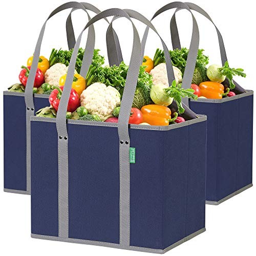 Reusable Grocery Bags (3 Pack) – Heavy Duty Shopping Bags, Blue Reusable Grocery Bags (3 Pack) – Heavy Duty Shopping Bags, Blue