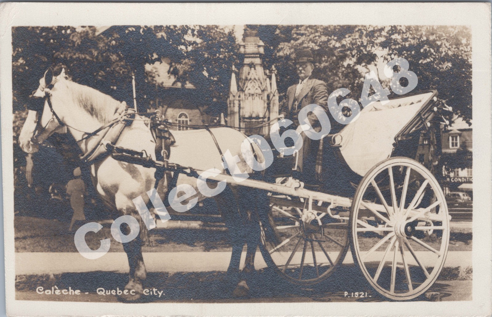 RPPC-Quebec City QC-Caléche-Carriage-Horse-Canada-Real Photo-RP