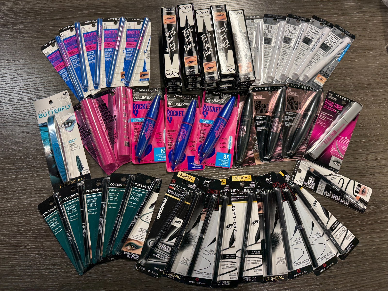 50pc Wholesale Lot of Assorted Name Brand Eyeliners & Mascara-New 50pc Wholesale Lot of Assorted Name Brand Eyeliners & Mascara-New