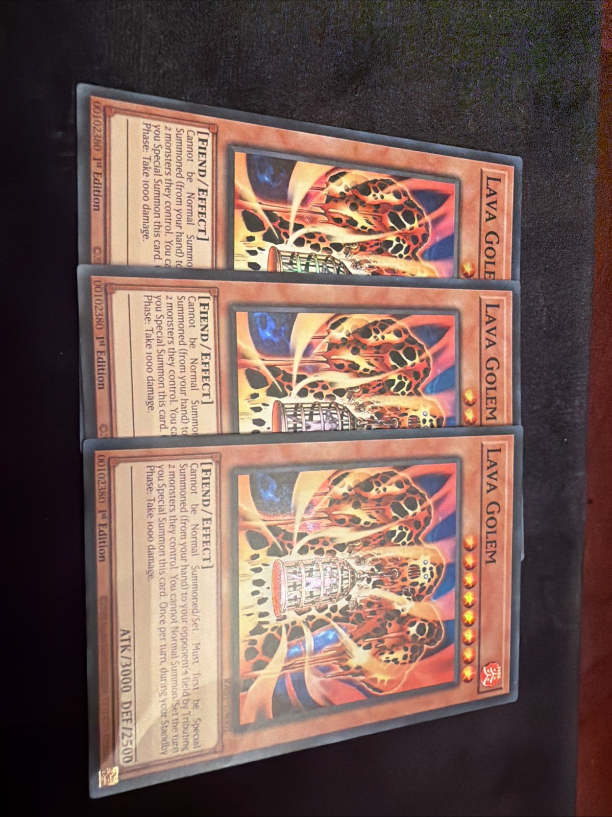 *** 3X LAVA GOLEM 3X *** PLAYSET 1ST EDITION SUPER RARE RA01-EN001 Nm-lp YUGIOH *** 3X LAVA GOLEM 3X *** PLAYSET 1ST EDITION SUPER RARE RA01-EN001 Nm-lp YUGIOH