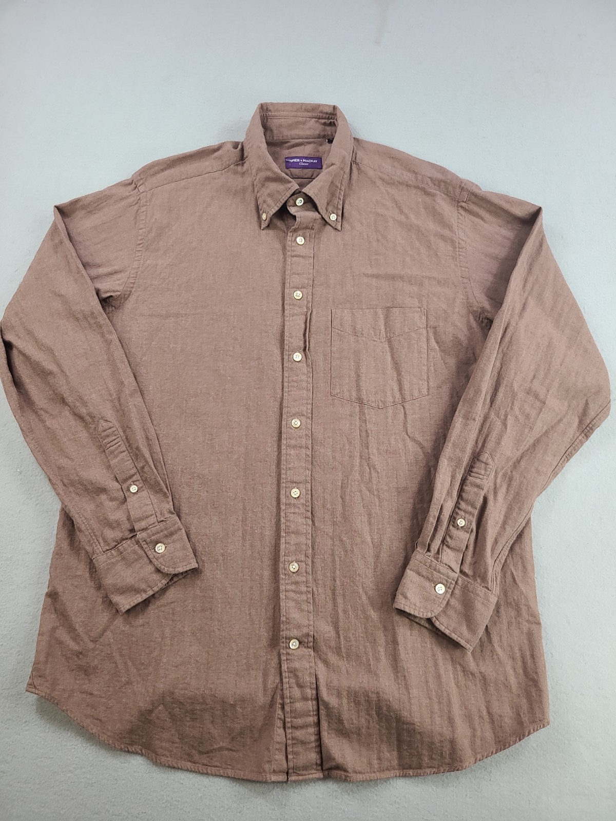 Spier And Mackay Classic Button Down Mens 17 Brown 100% Premium Cotton Soft Spier And Mackay Classic Button Down Mens 17 Brown 100% Premium Cotton Soft