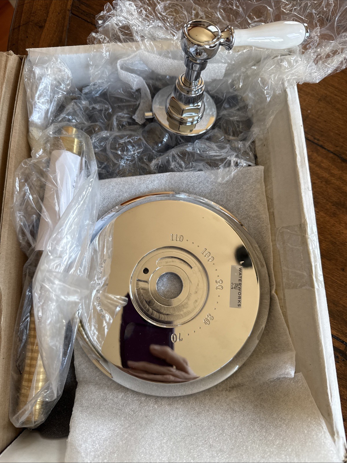 Waterworks Easton Thermostatic & Shower Trim Polished Chrome Ceramic White Lever Waterworks Easton Thermostatic & Shower Trim Polished Chrome Ceramic White Lever