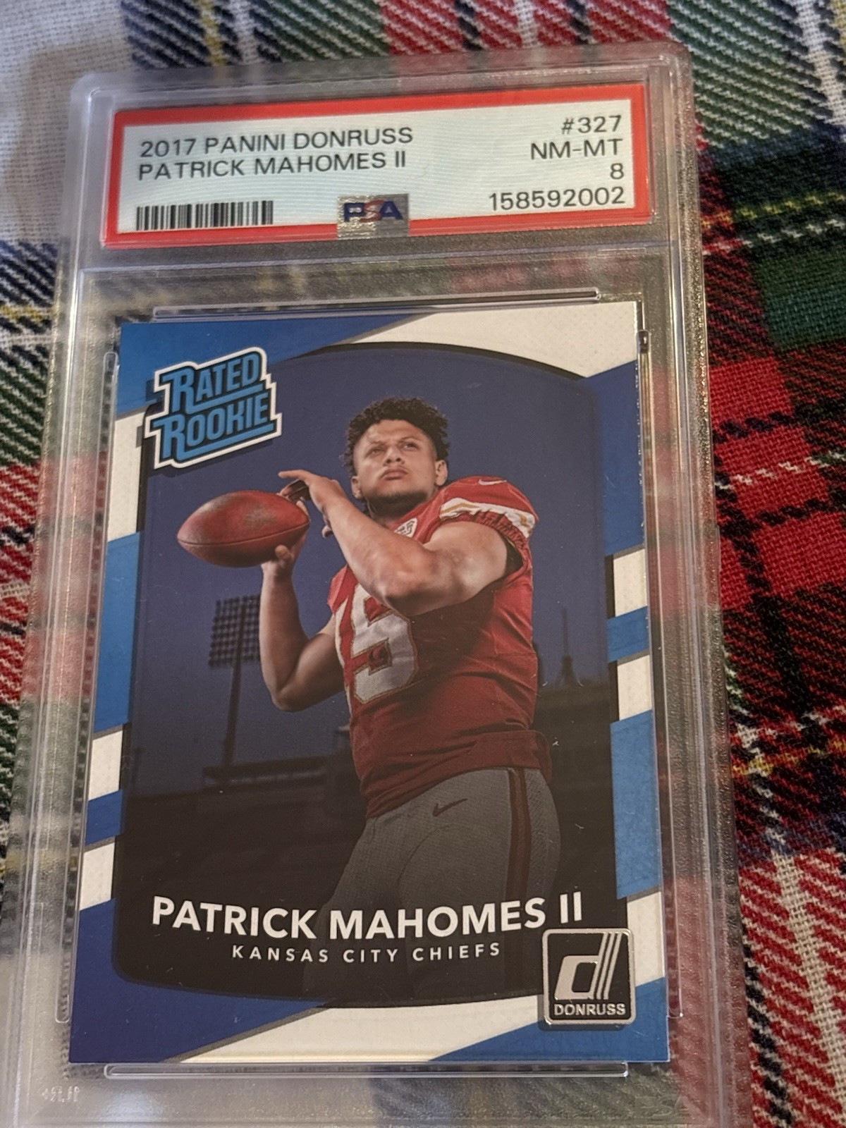 Panini 2017 Donruss Patrick Mahomes II Chiefs Rated Rookie #327 PSA 8 Panini 2017 Donruss Patrick Mahomes II Chiefs Rated Rookie #327 PSA 8