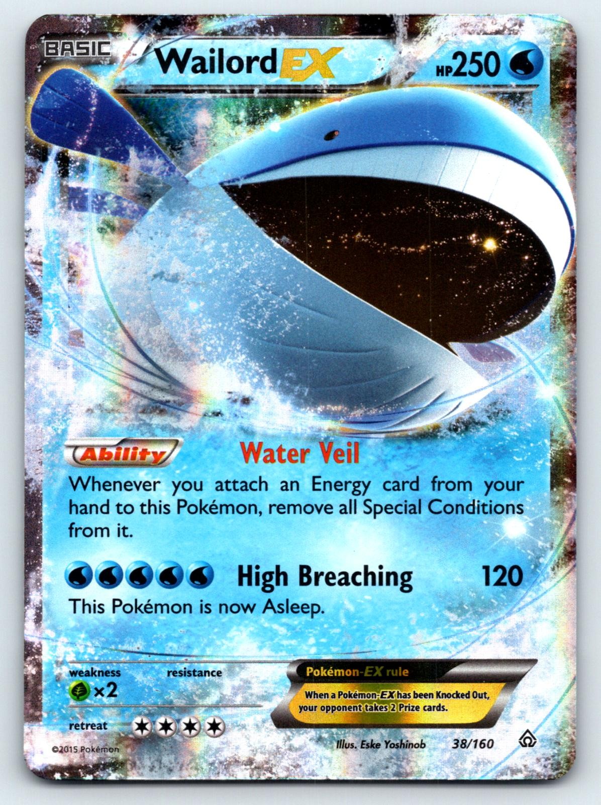 Wailord EX 38/160 Holo EX Rare Primal Clash Pokemon Lightly Played Wailord EX 38/160 Holo EX Rare Primal Clash Pokemon Lightly Played