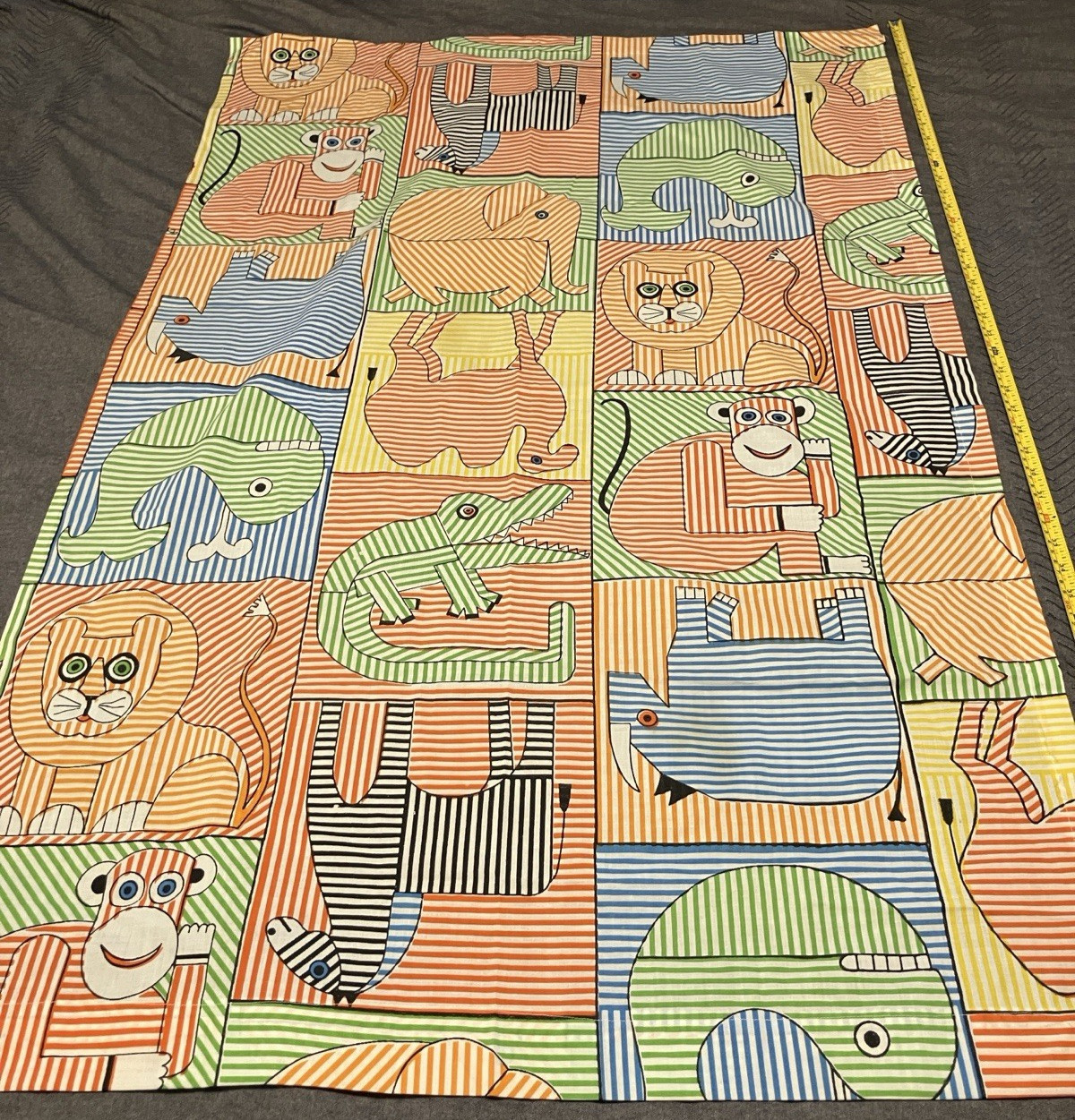 Vtg 60s 70s ZooJungle Animals Fabric Material MCM Retro Neon Colors 31.5 Vtg 60s 70s ZooJungle Animals Fabric Material MCM Retro Neon Colors 31.5